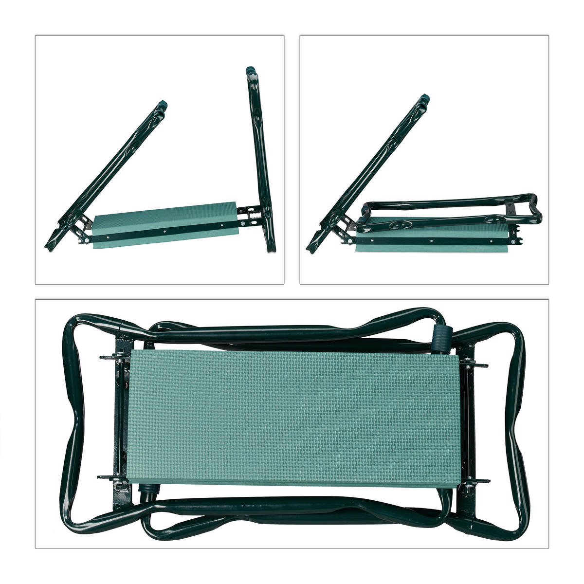 KNIEBANK - Grün, Textil/Metall (60/50/27.5cm) - Relaxdays