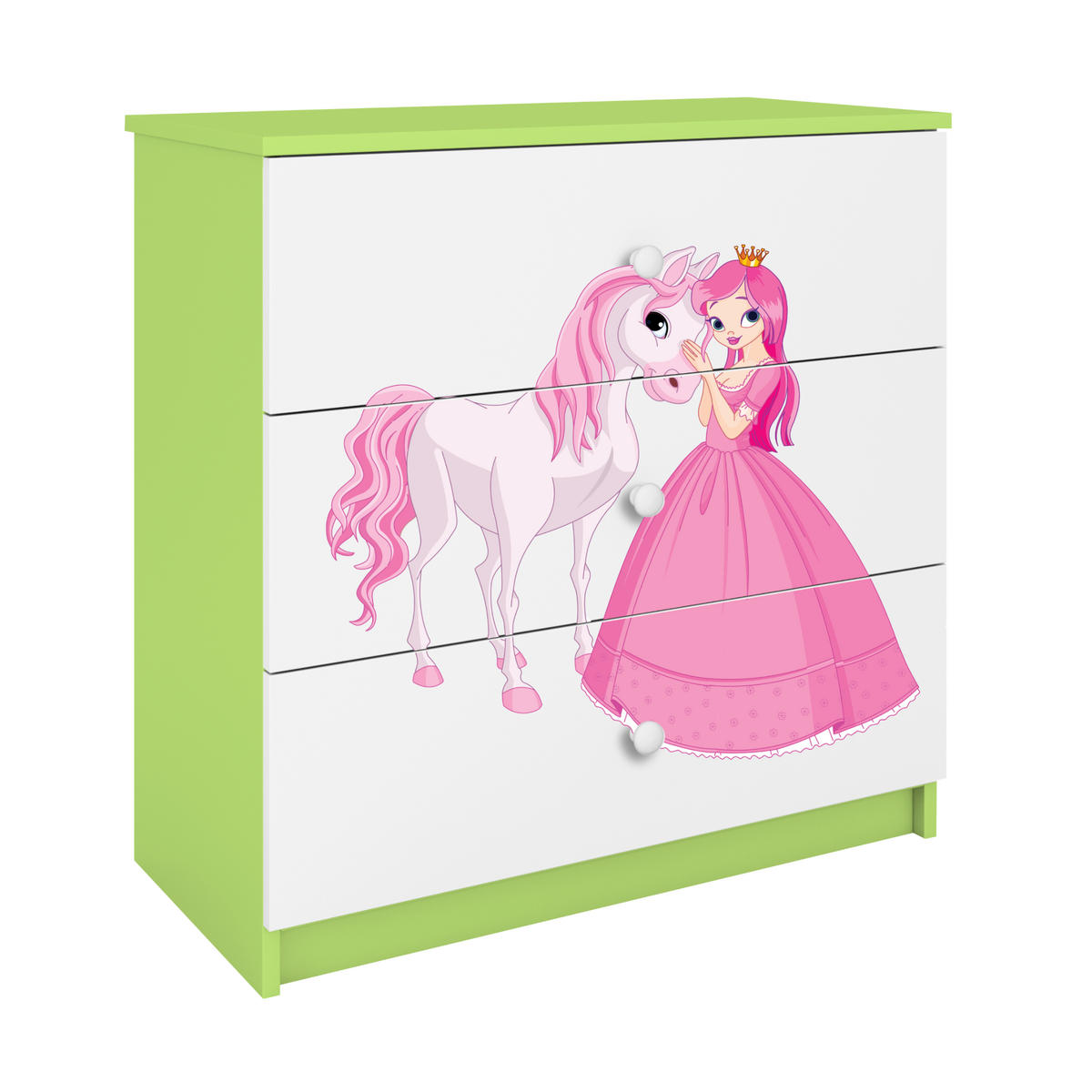 KOMMODE Babydreams Prinzessin Pferd 81/81/41 - Grün, Holzwerkstoff (81/81/41cm) - RAUMHIRSCH FURNITURE