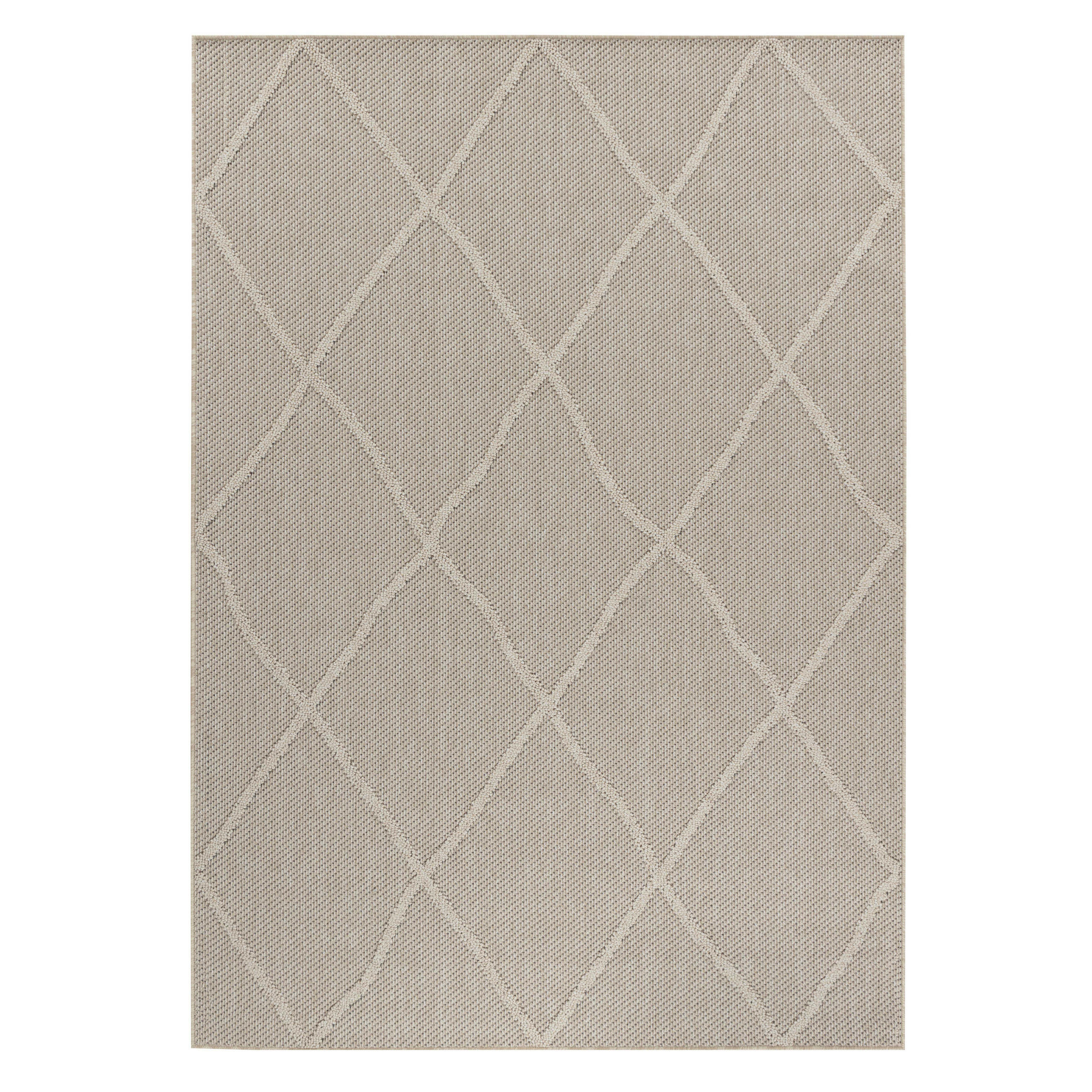 TEPPICH Outdoor Flachgewebe Boho-Muster Polypropylen Terrasse Beige Rechteckig 140x200 - Beige, Textil (140/200cm) - KADIMA DESIGN