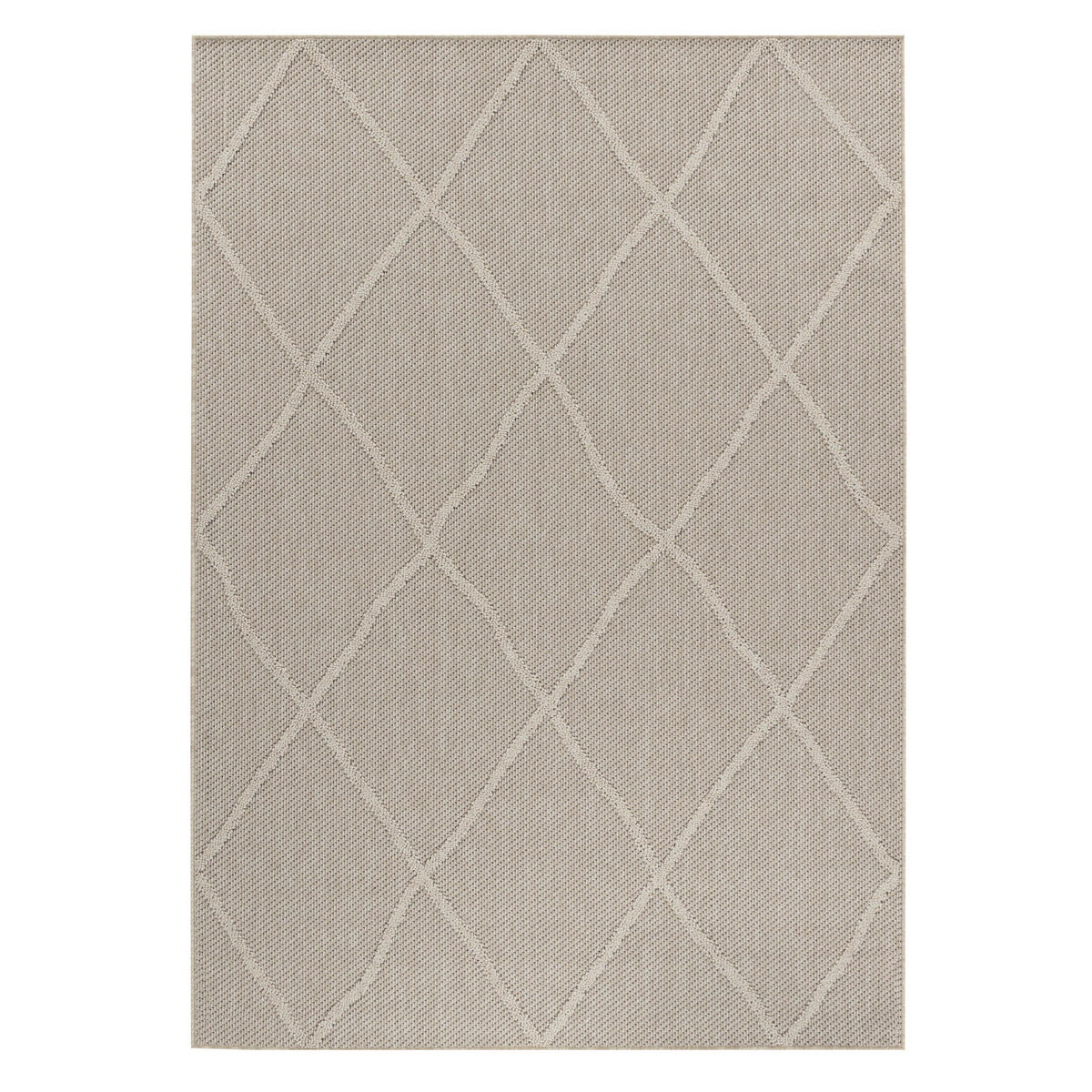 TEPPICH Outdoor Flachgewebe Boho-Muster Polypropylen Terrasse Beige Läufer 80x150 - Beige, Textil (80/150cm) - KADIMA DESIGN