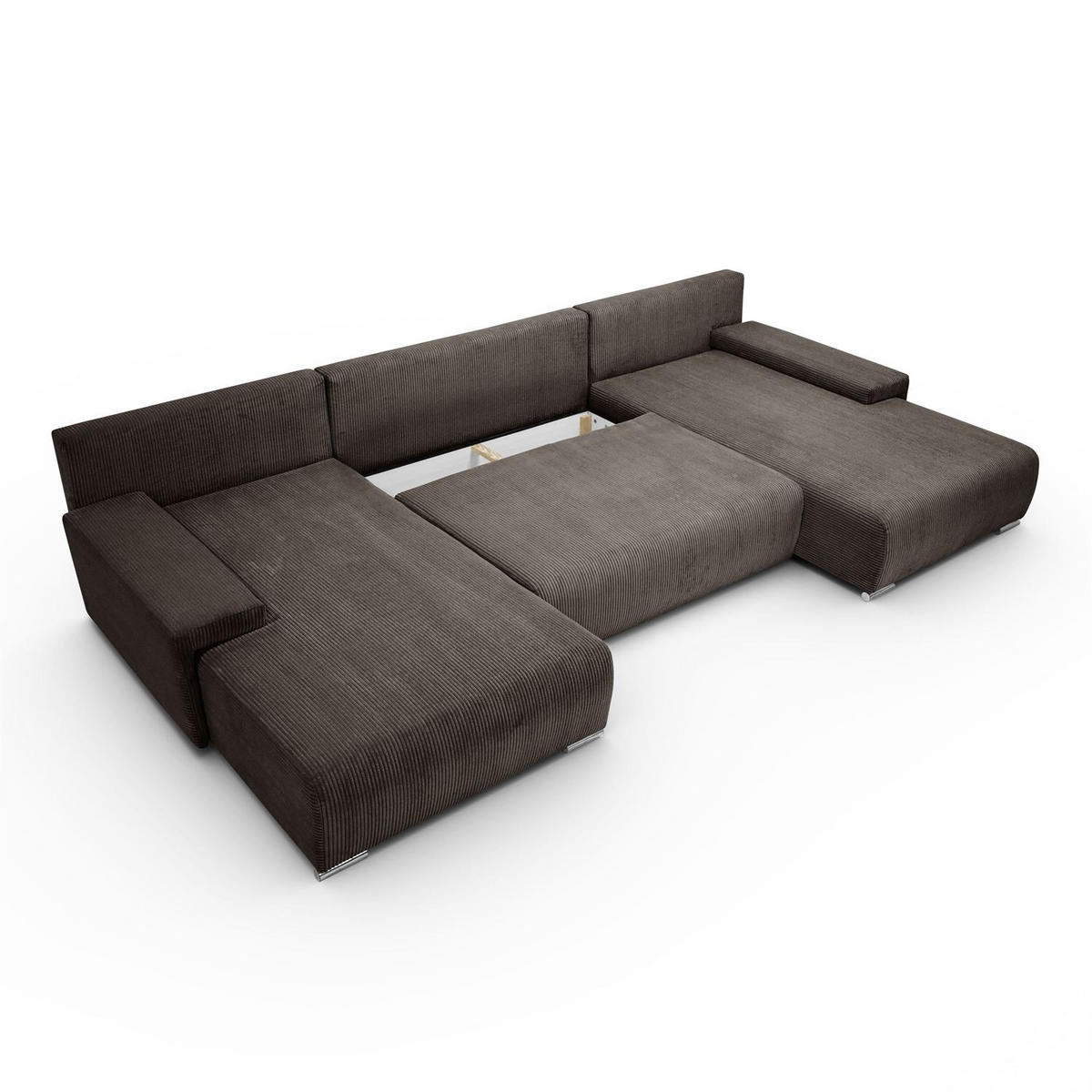 WOHNLANDSCHAFT LAVIO U mit Schlaffunktion und Bettkasten - Graphitfarben, Textil (348/93/188cm) - Lookway