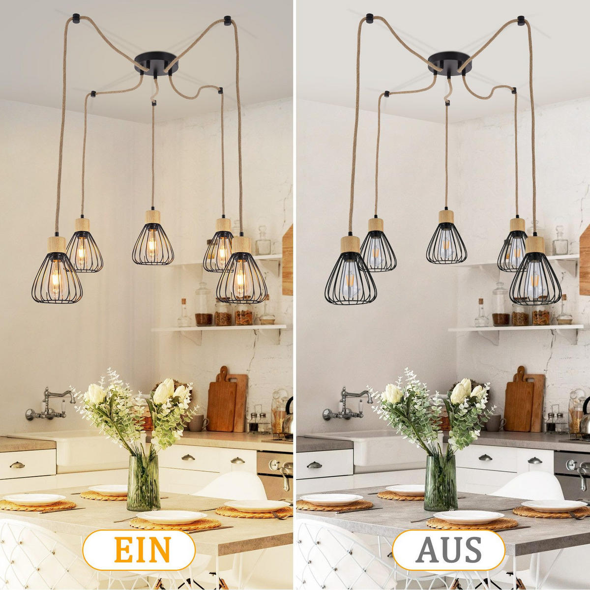 HÄNGELEUCHTE Sylnf 15/142/55 cm - Eiche Artisan, Metall (55/15/142cm) - ZMH