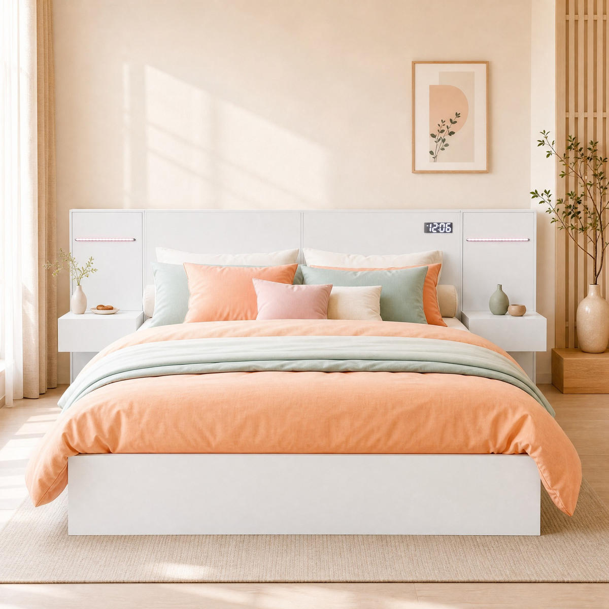 JUGENDBETT 160/200 mit USB, Bluetooth-Lautsprechern und LED in Weiß - Weiß, Holzwerkstoff/Metall (160/200cm) - EVRYAE