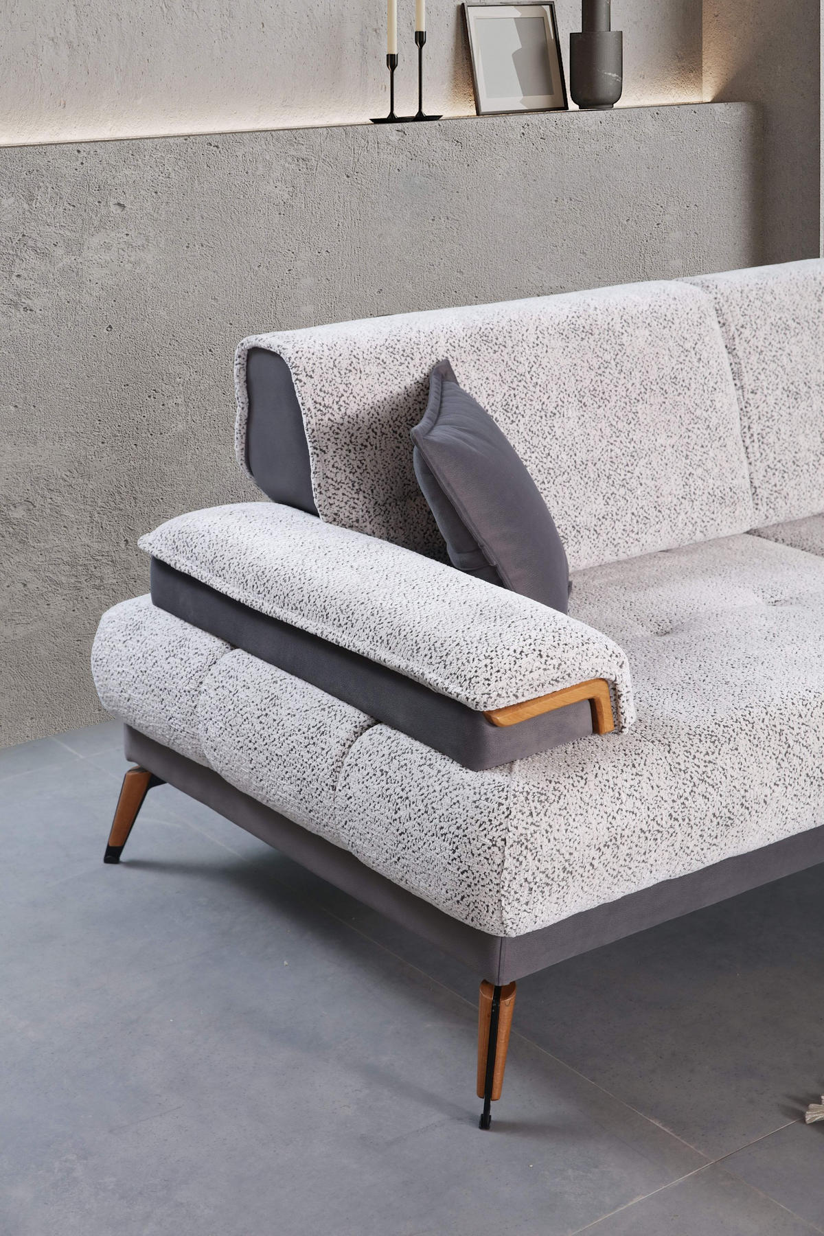 2-SITZER Sofa CARMEN, Grau - Grau, Leder/Textil (190/88/103cm)