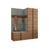 GARDEROBEN-SET Orion III - Nussbaumfarben/Grau, Holzwerkstoff/Kunststoff (158/186/46cm) - MIRJAN24