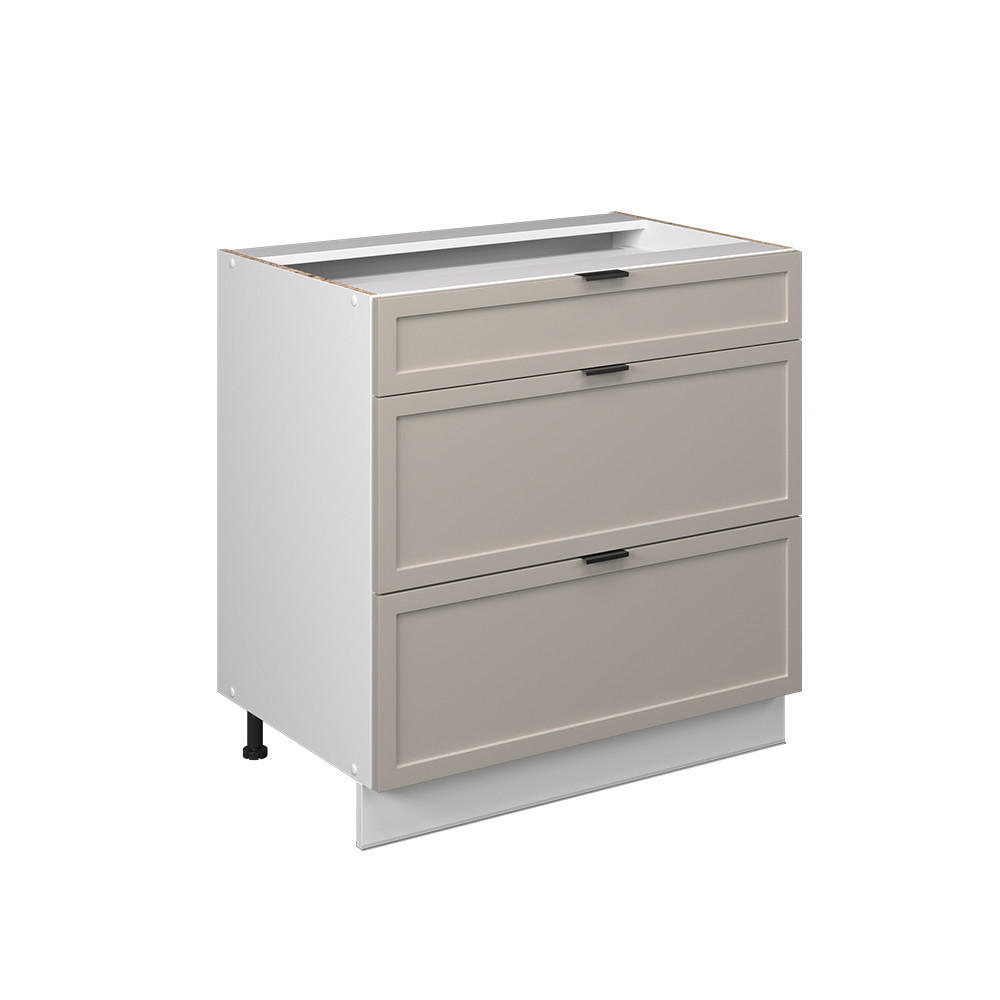 KÖKSUNDERSKÅP Fame-Line Gråbeige 80 cm med 3 lådor, AP ek Grå, Vit 82/80/60 cm