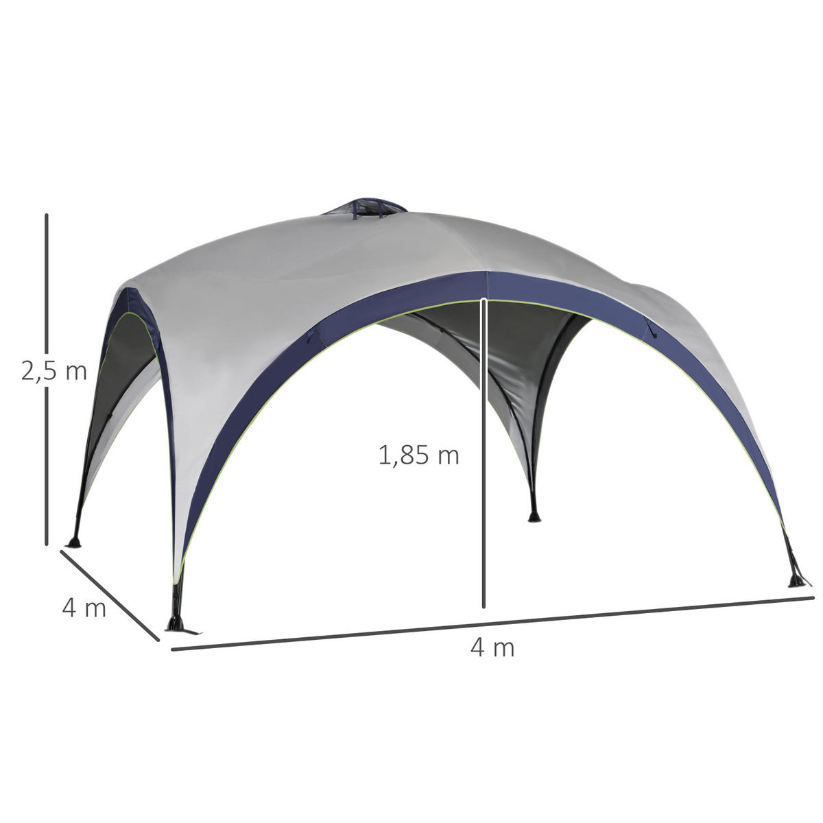 GARTENZELT Cremeweiß, Polyester, Metall - Creme, Kunststoff (400/400cm) - Outsunny