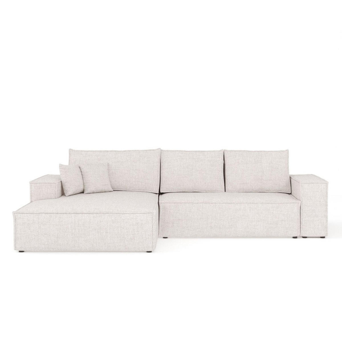 ECKSOFA TAURI mit Schlaffunktion Hellbeige im Neve Stoff - Sandfarben/Schwarz, Holz/Holzwerkstoff (294/185cm) - AltaBeds