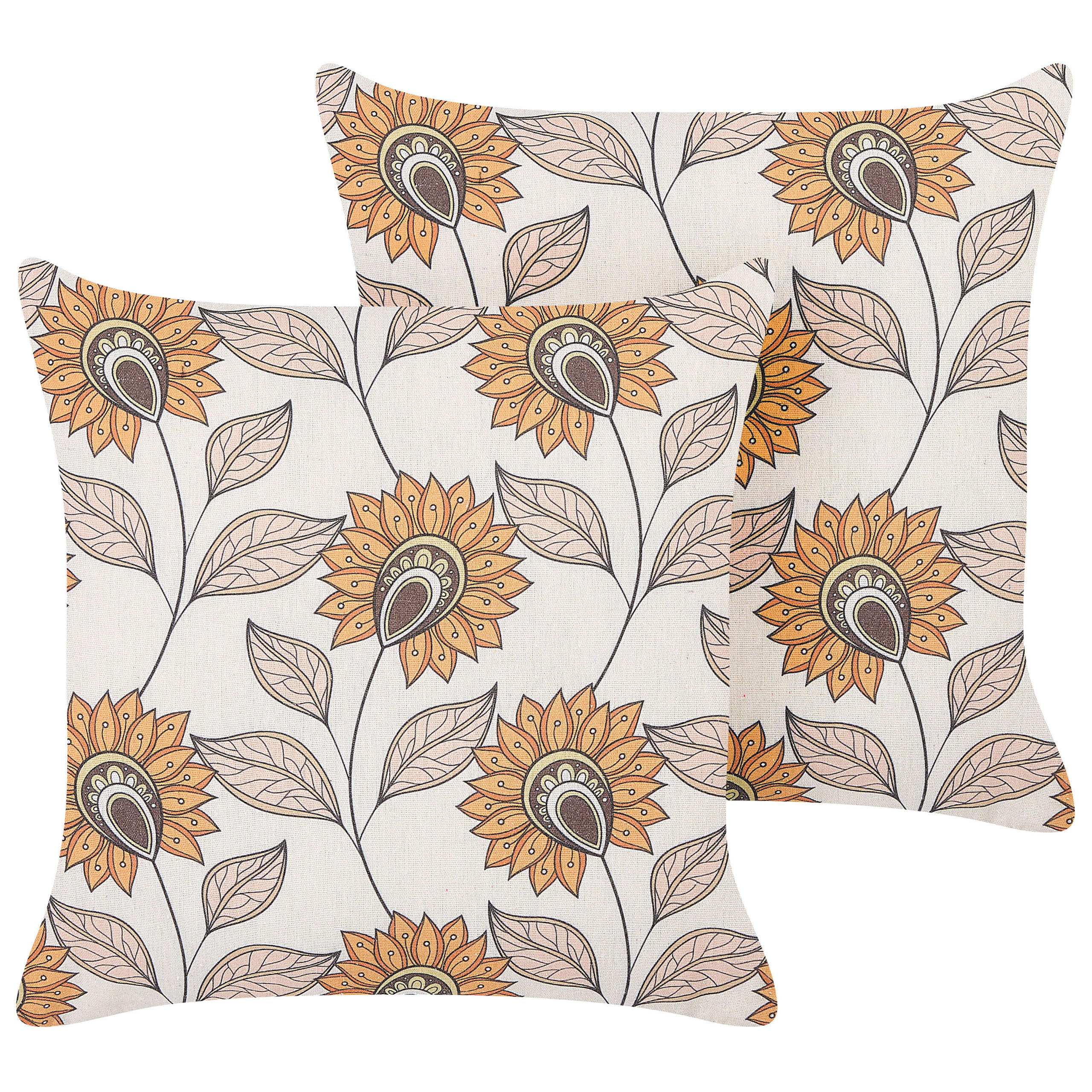 DEKOKISSEN 2er-Set Cremeweiß 45/45 cm Tuberose - Ecru/Multicolor, Textil (45/45cm) - Beliani
