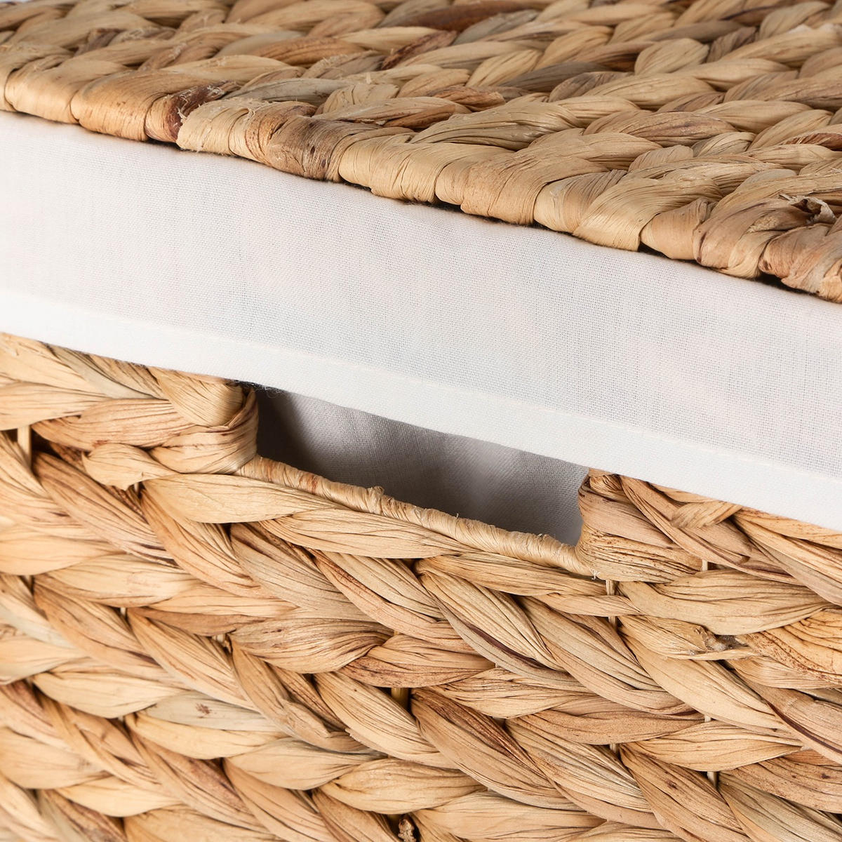 WASCHESAMMLER mit Deckel aus Wasserhyazinthe 30/60/40 cm - Beige, Naturmaterialen (30/60/42cm) - Calicosy