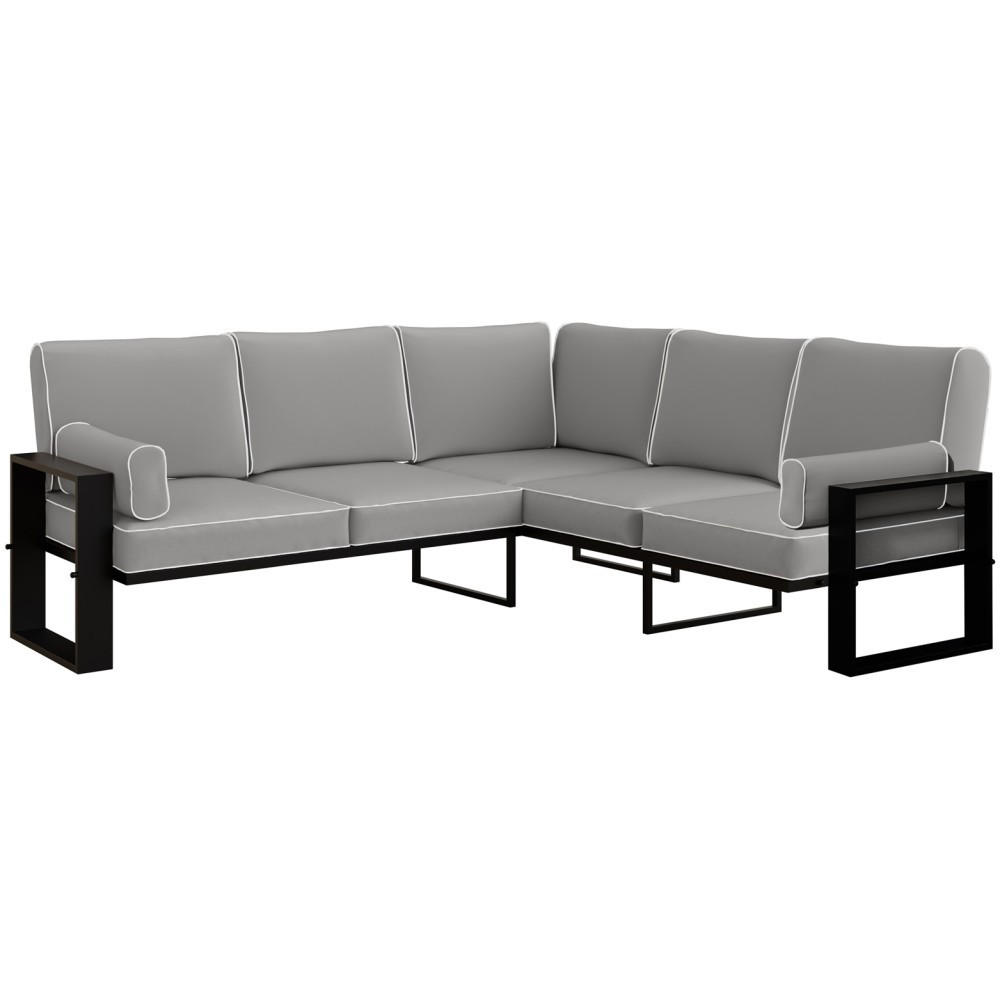 LOUNGEECKTEIL Verdino 2R2 mit Metallrahmen 207 cm anthrazit - Anthrazit, Metall (207/90/207cm) - Beautysofa