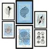 POSTER Set Mit 6 In Schwarzer Tinte Irises Kunstdrucke Von Meer Und Ozean Für Innenarchitektur A3 & A4 Schwarzer Rahmen - Schwarz, Papier (29/3cm) - Nacnic