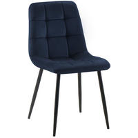 STUHL Samt Blau - Blau, Textil/Metall (45/84/55cm) - CLP