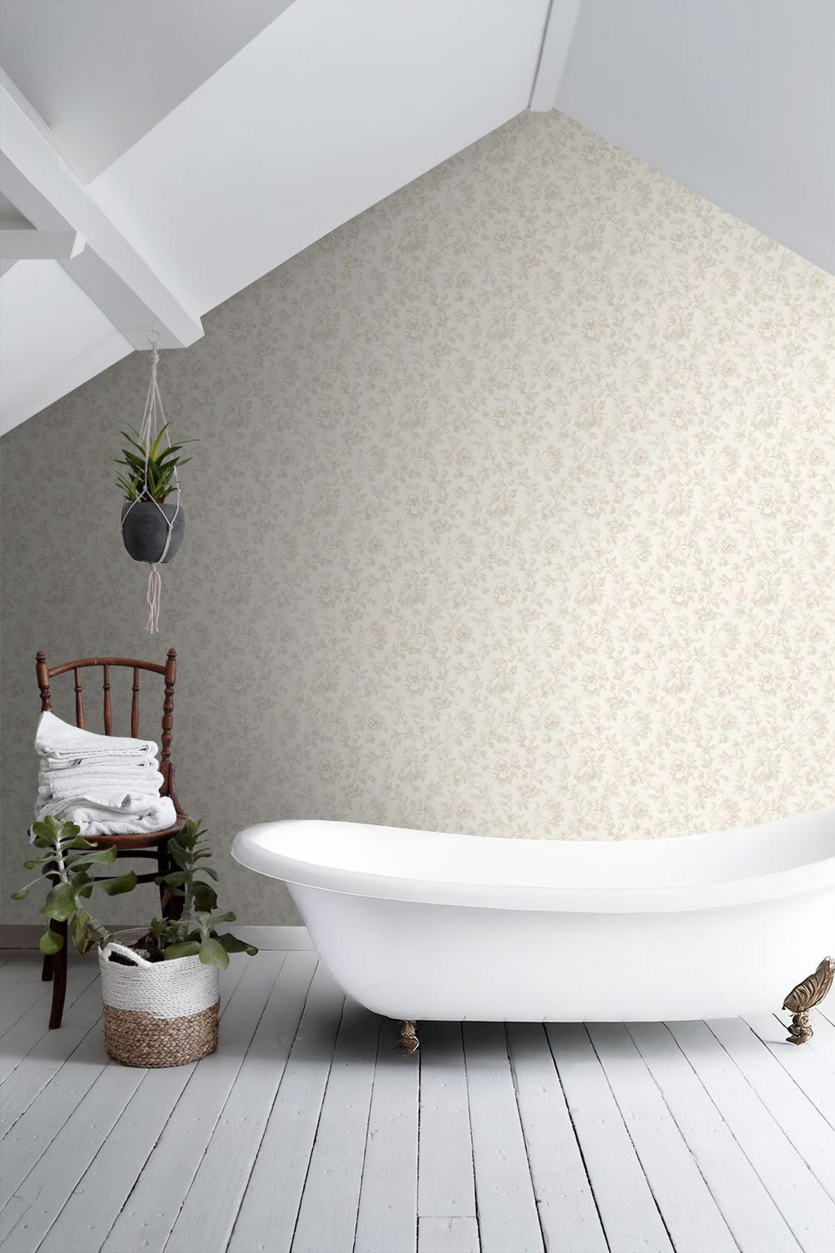 TAPETE eleganten Blumen 50 x 900 cm - Weiß, Papier (50/900cm) - ESTAhome