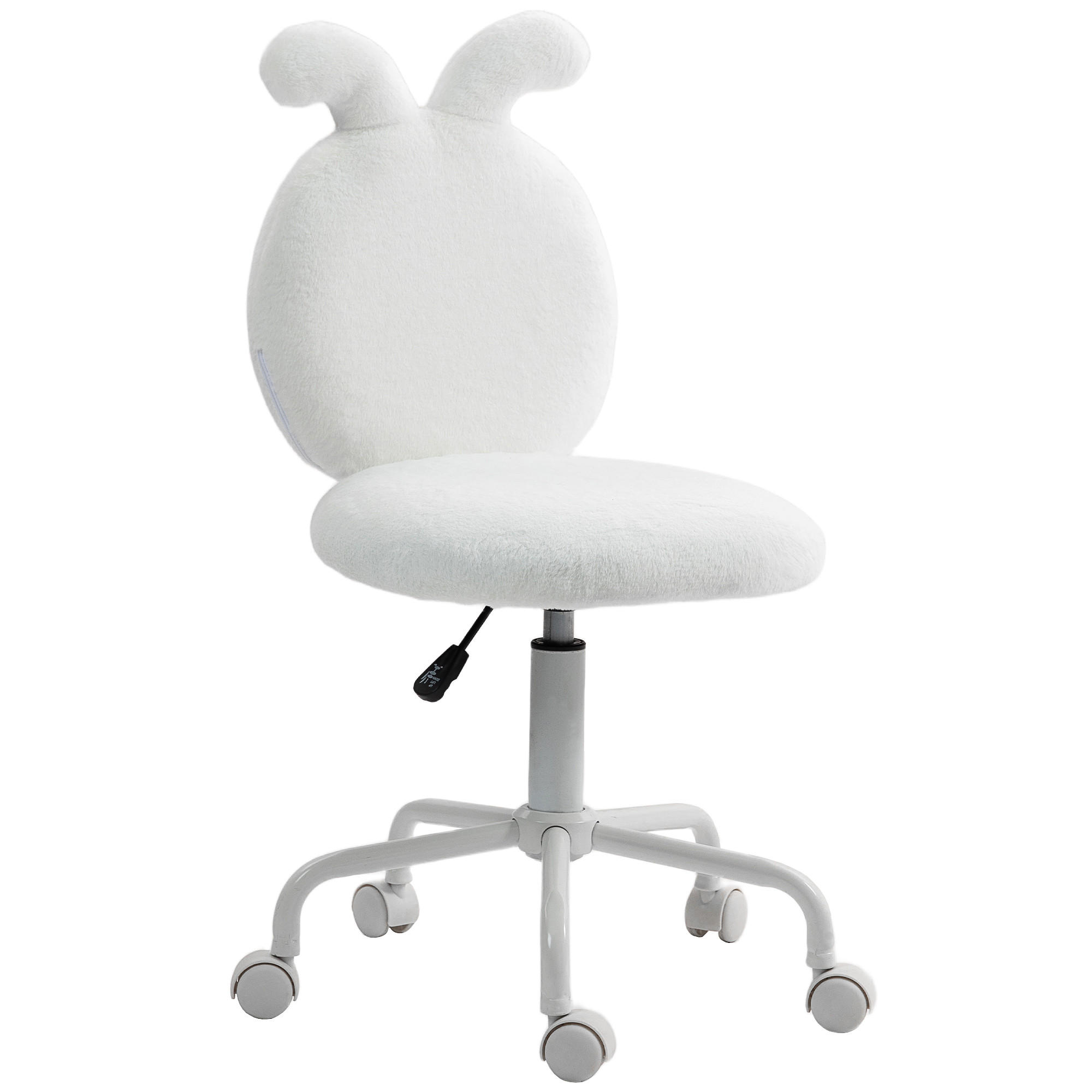 BÜROSTUHL Höhenverstellbar Schreibtischstuhl mit Hasenohren, Samtoptik, Weiß - Weiß, Kunststoff (45/90/52cm) - HOMCOM