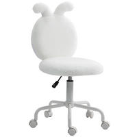 BÜROSTUHL Höhenverstellbar Schreibtischstuhl mit Hasenohren, Samtoptik, Weiß - Weiß, Kunststoff (45/90/52cm) - HOMCOM