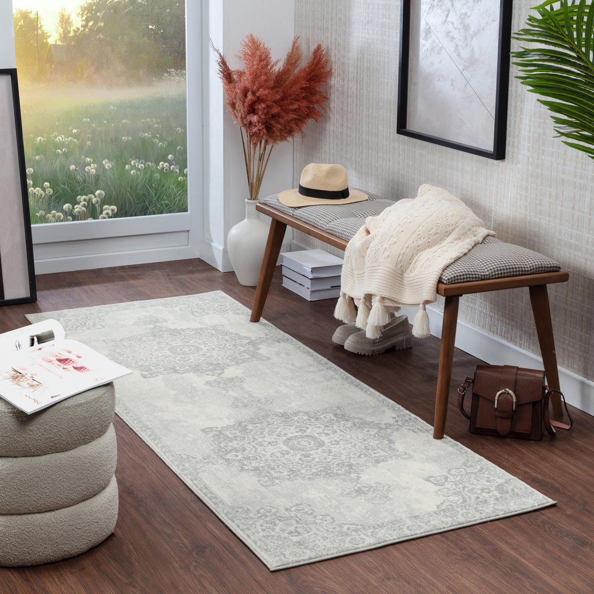 VINTAGE-TEPPICH 80/220 cm Grau - Beige, Textil (80/220cm) - LIVABLISS