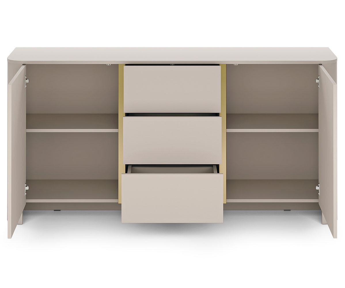 KOMMODE Bari Kaschmir / Gold 168 / 39 / 84cm - Kaschmir, Holz/Holzwerkstoff (168/84/39cm) - Feldmann-Wohnen