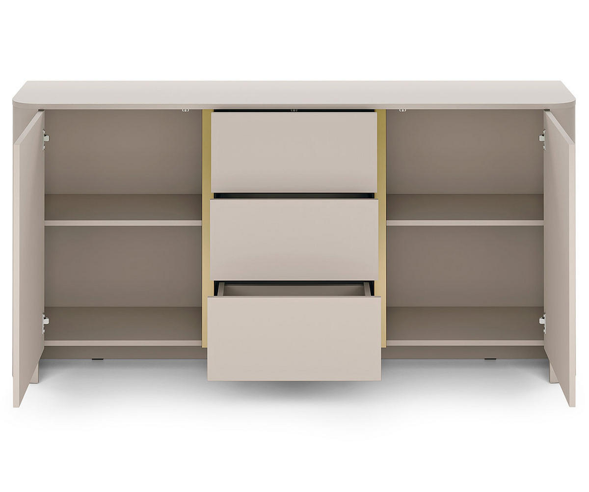 KOMMODE Bari Kaschmir / Gold 168 / 39 / 84cm - Kaschmir, Holz/Holzwerkstoff (168/84/39cm) - Feldmann-Wohnen