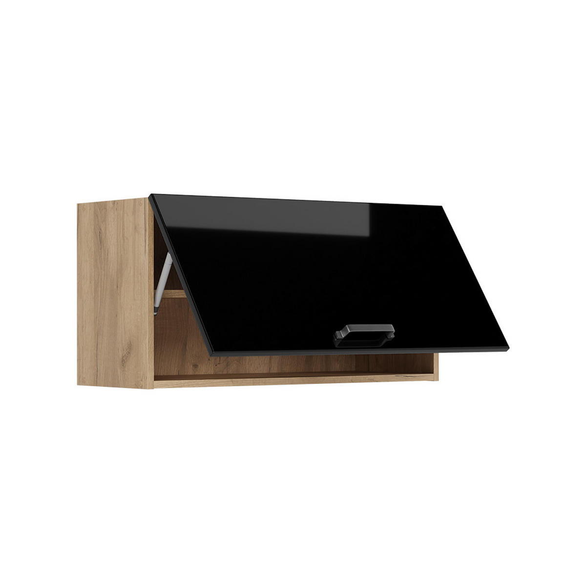 HÄNGESCHRANK R-Line, Schwarz Hochglanz/Goldkraft Eiche, 80 cm Flach - Honigeiche/Schwarz Hochglanz, Holzwerkstoff (80/40/31cm) - Vicco