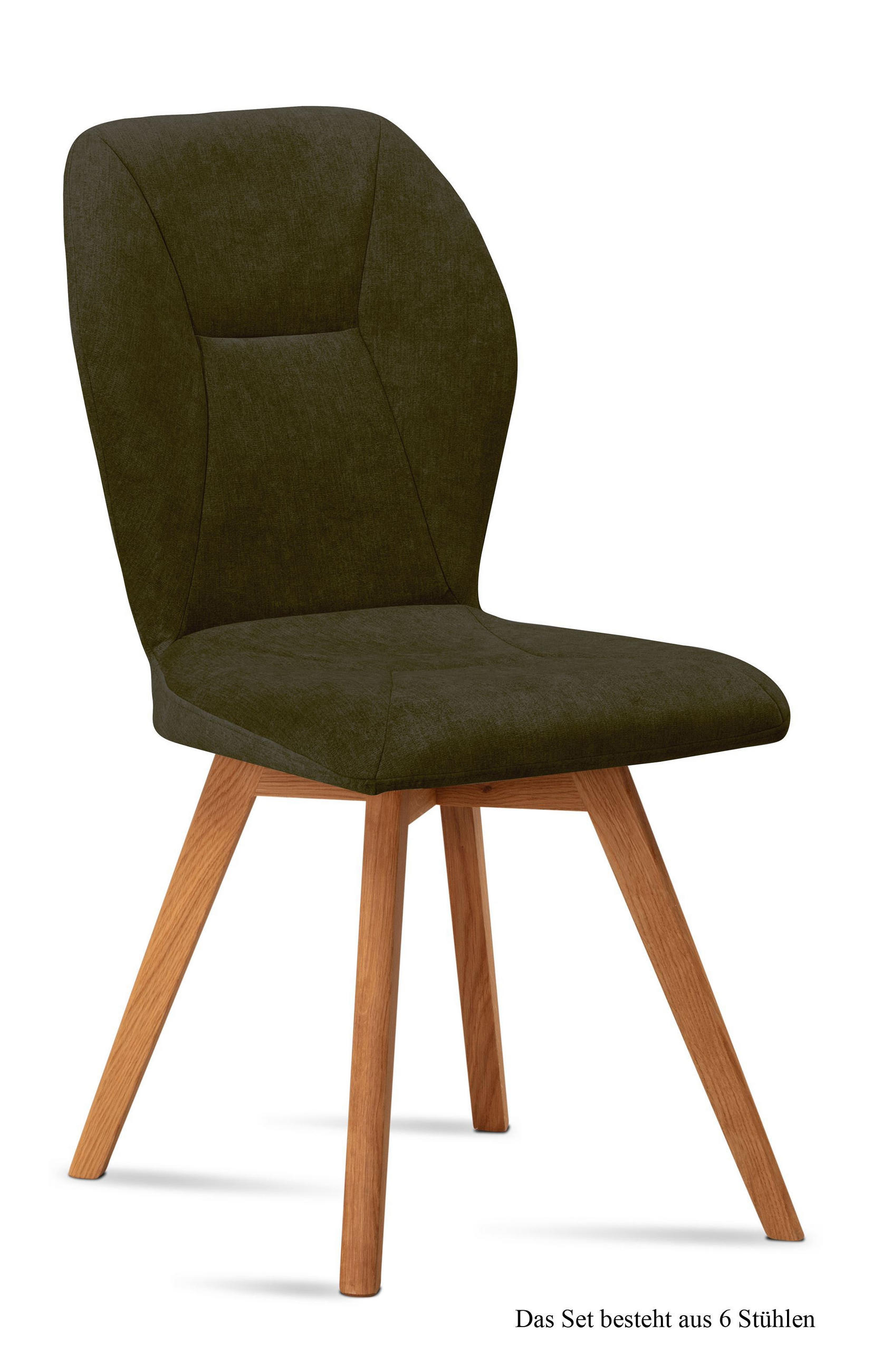 ESSZIMMERSTUHL (6er-Set) Donia 51x92x60 Eiche geölt/Khaki - Dunkelgrün/Eichefarben, Kunststoff (60/92/51cm) - 58aufmkessel