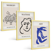 BILDER SET 3er Set - 40x60 cm Goldrahmen - Abstrakte minimalistische Poster - Goldfarben, Kunststoff (40/60cm) - TULUP