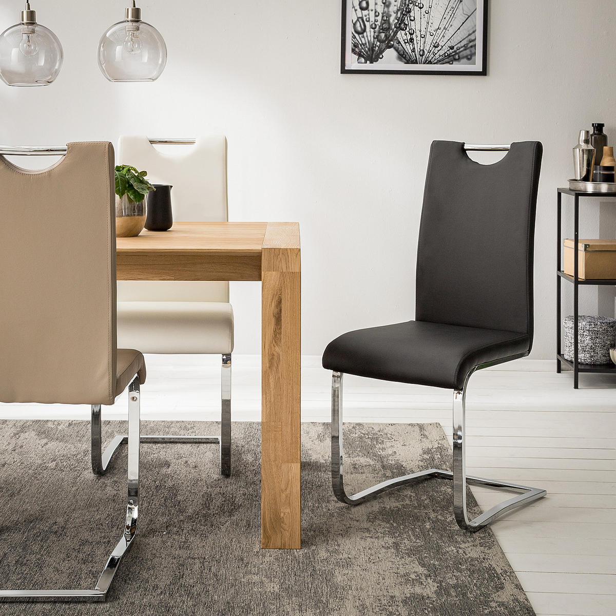 FREISCHWINGER - Kunstleder / Metall - Schwarz, Kunststoff (43/101/45cm) - home24