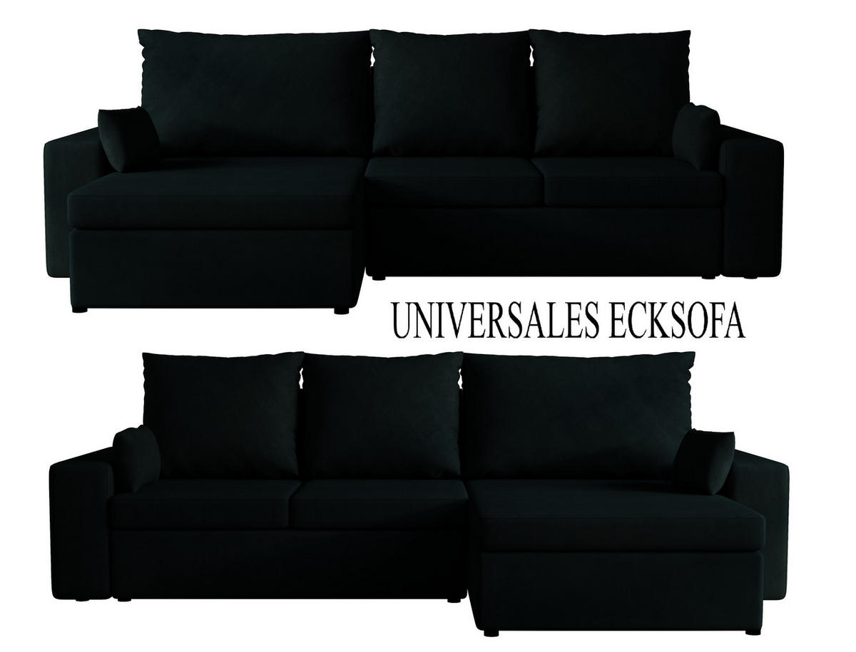 ECKSOFA Paco mit Bettkasten und Schlaffunktion, L-Form/XL-Form, Velourstoff, Universal - Anthrazit, Holzwerkstoff (276/145cm) - 4ALL HOME