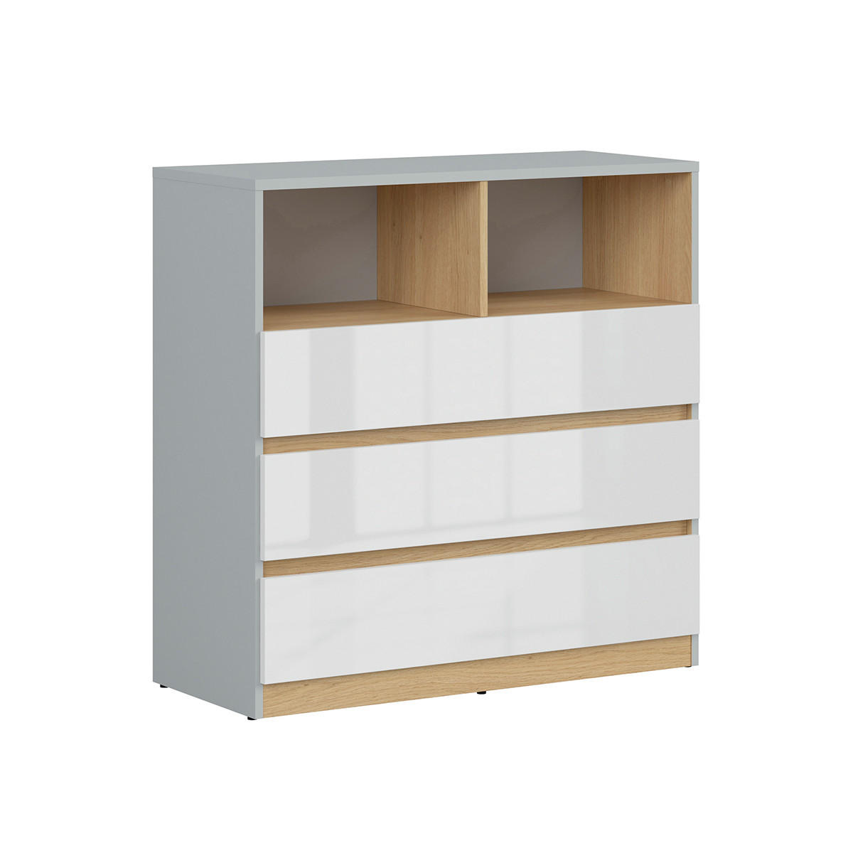 KOMMODE Pop Grau und weiß - Weiß, Holzwerkstoff (90/91/39cm) - Petits-meubles