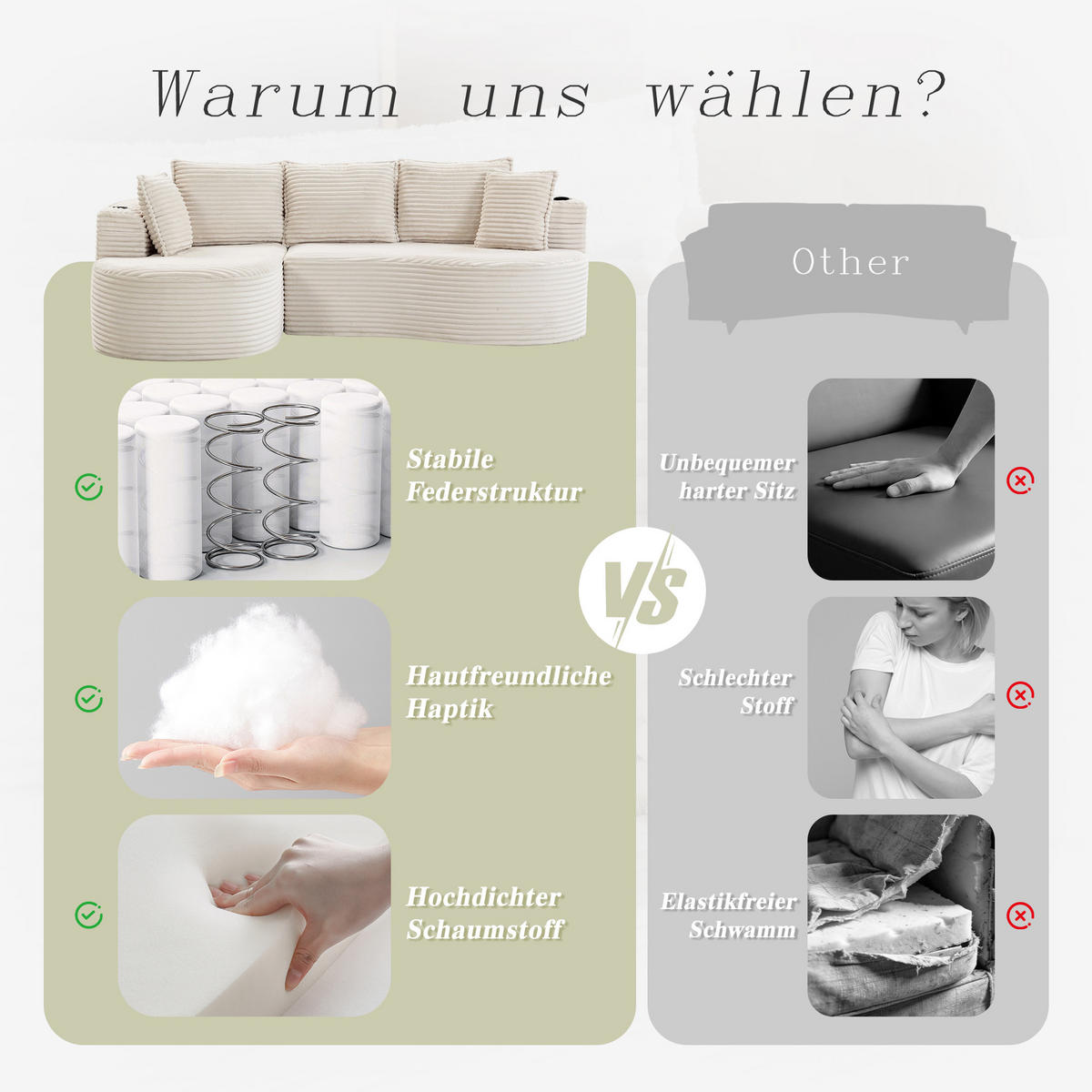 ECKSOFA 250/152/82 cm Beige mit Becherhalter und Stautasche - Beige, Textil (250/152cm) - Oxeza