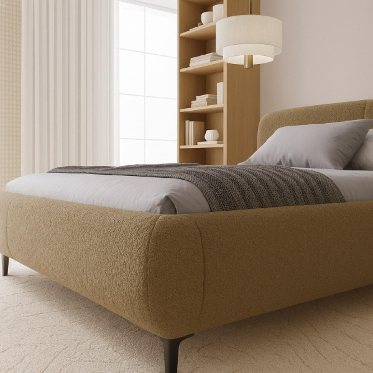 BETT Dunkelbeige ELLE Gepolstert 200x200 cm Ausziehbar - Beige/Schwarz, Kunststoff/Textil (200/200cm) - Sepro Meble