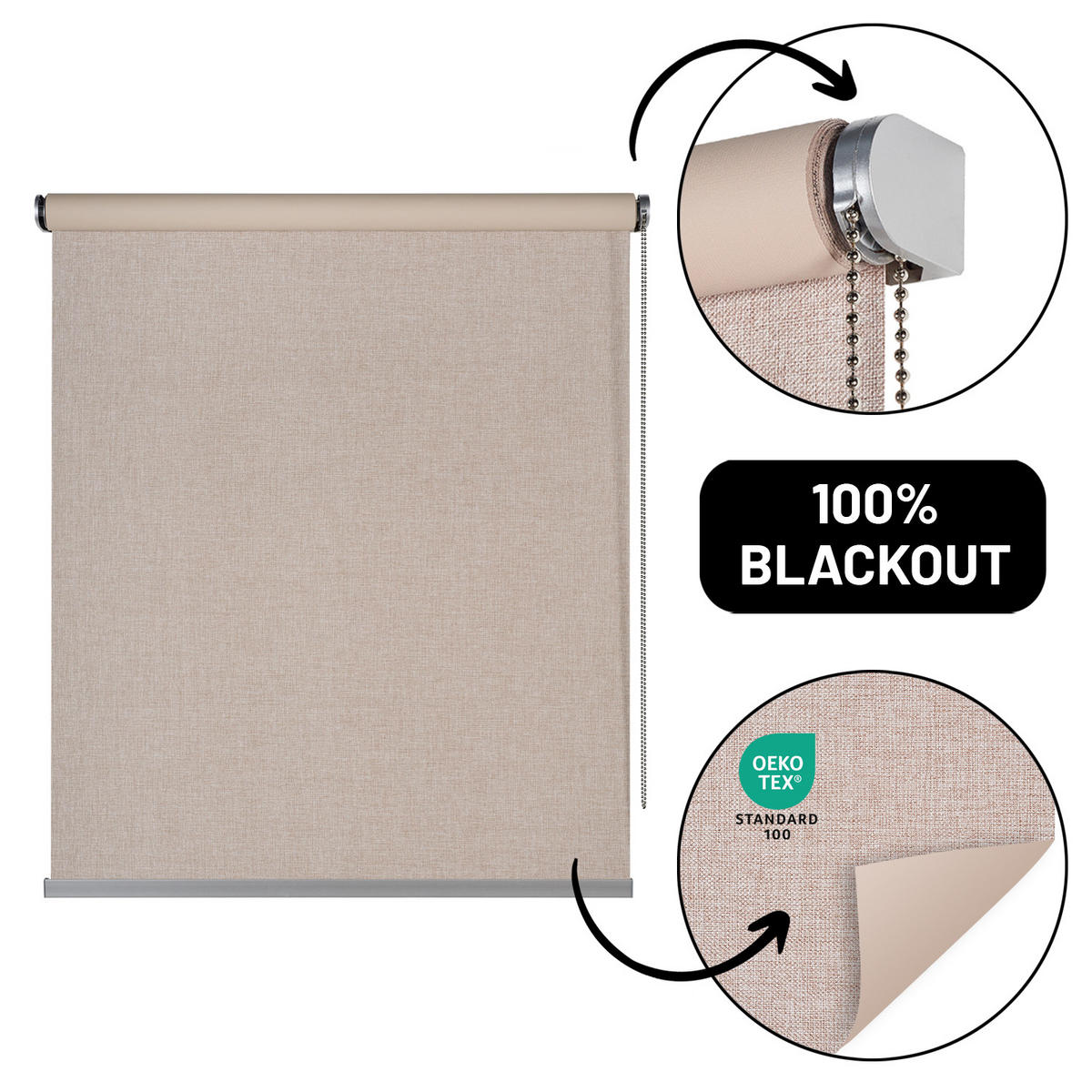 VERDUNKELUNGSROLLO Beige 140x250 cm - Beige, Kunststoff (140/250cm) - STORESDECO