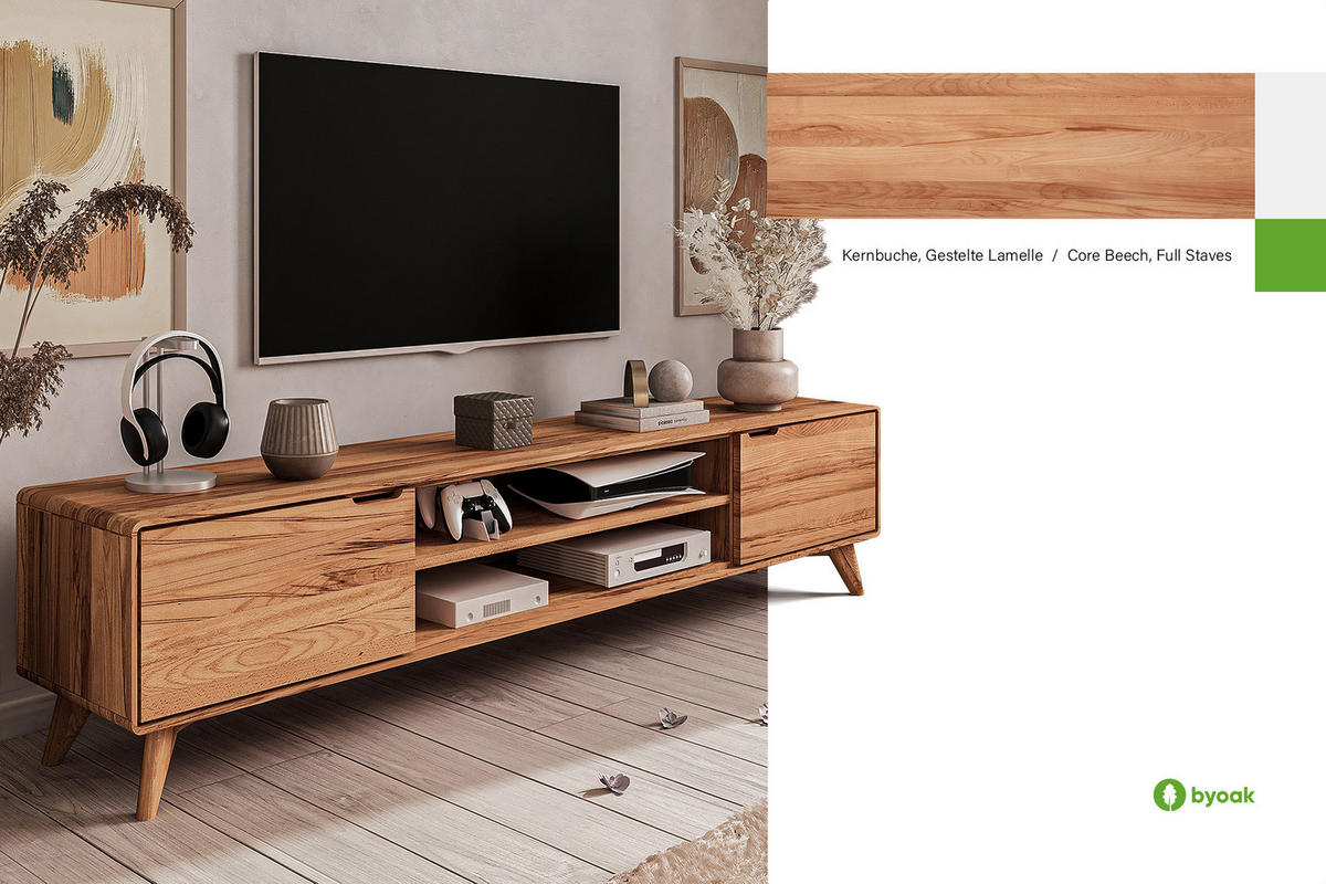 GREG HIFI-SCHRANK Kernbuche - Kernbuche, Holz (220/48/40cm) - byoak