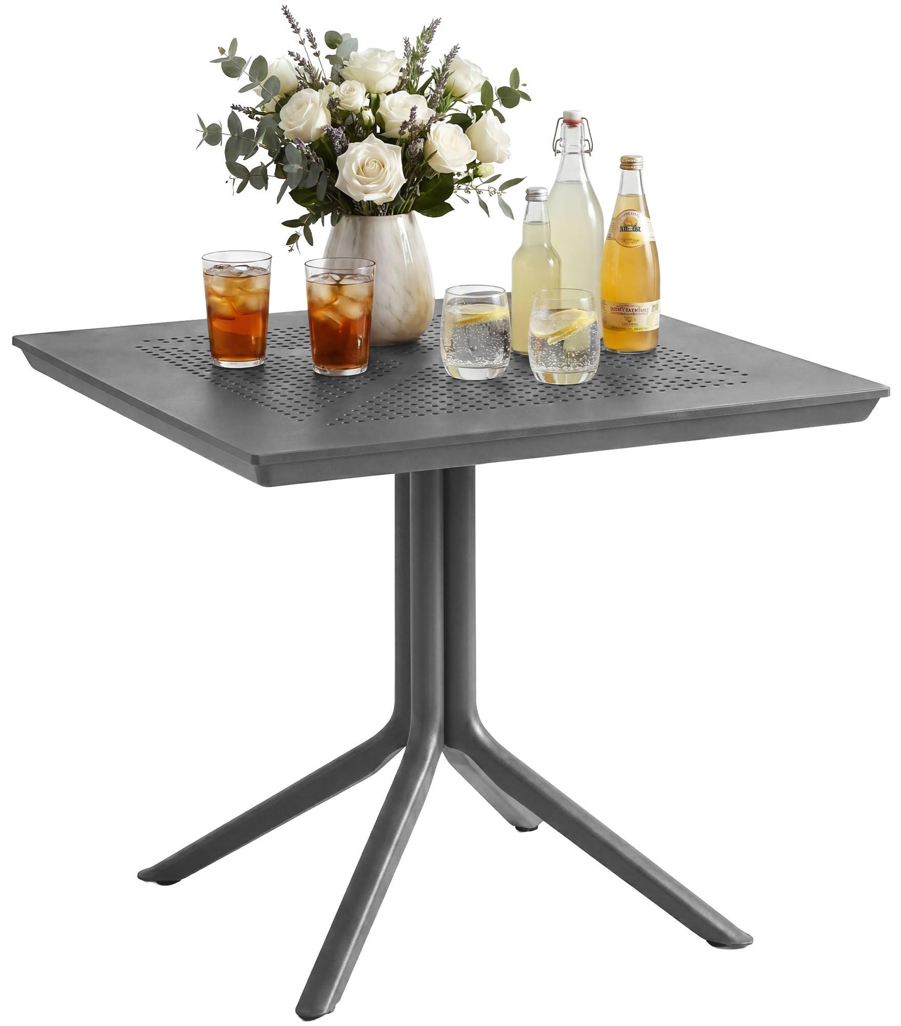 GARTENTISCH eckig 80/80/74 cm Kunststoff Dunkelgrau - Dunkelgrau, Kunststoff (80/80/74cm) - CLP