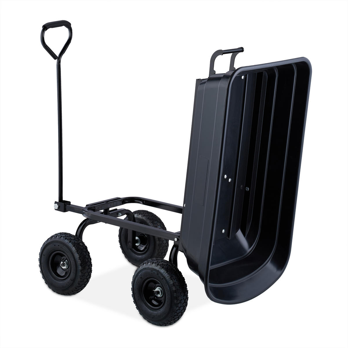 GARTENWAGEN - Schwarz, Kunststoff/Metall (105/55/50cm) - Relaxdays