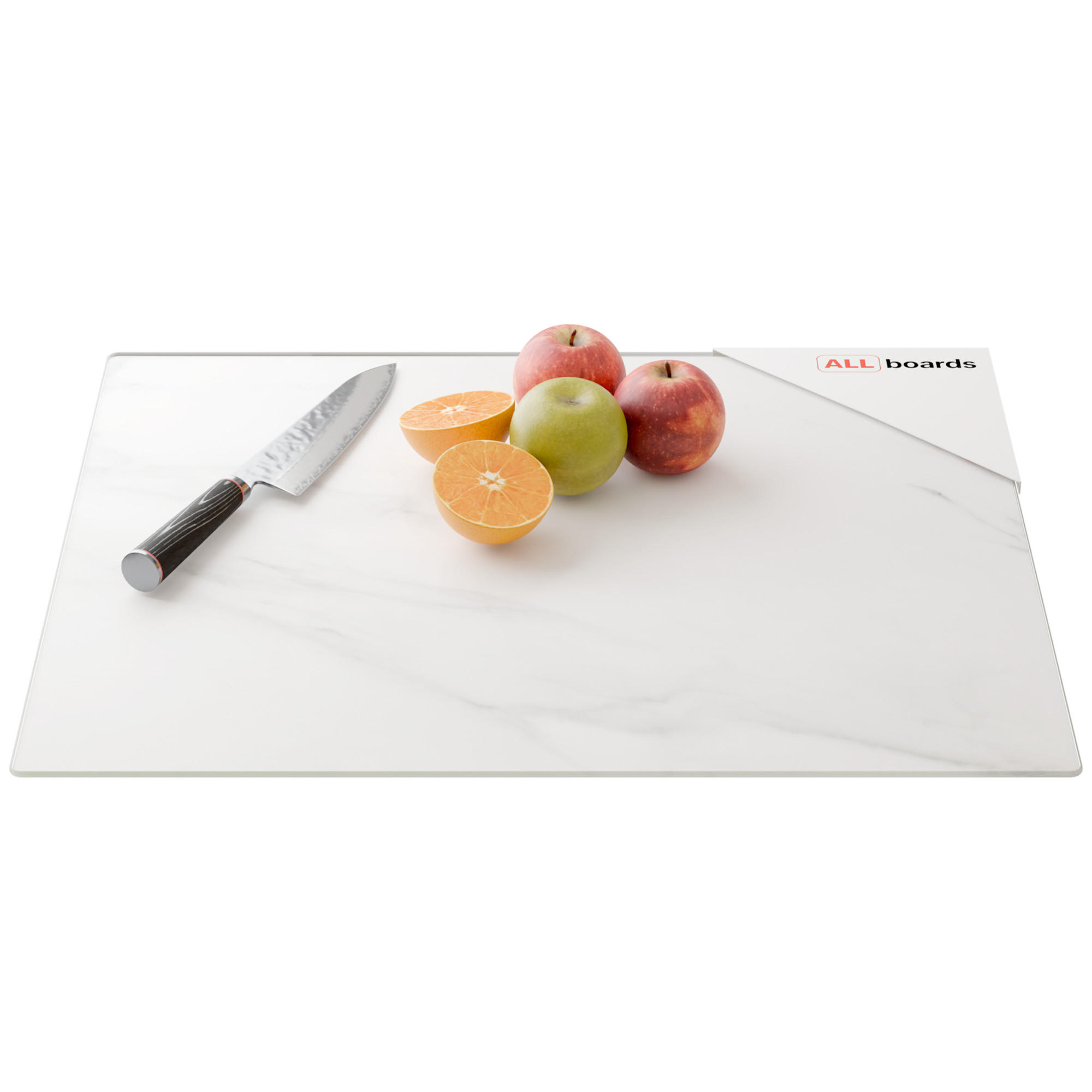 GLAS Herdabdeckplatte Schneidebrett WEIßER MARMOR 52x60 cm - Weiß, Glas (60/0.4cm) - ALLboards