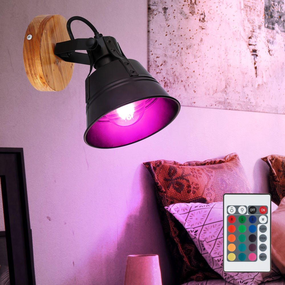 LED WANDLEUCHTE GÜNTHER Schwarz schwenkbar - Schwarz, Holz (14/18/17cm) - Globo Lighting