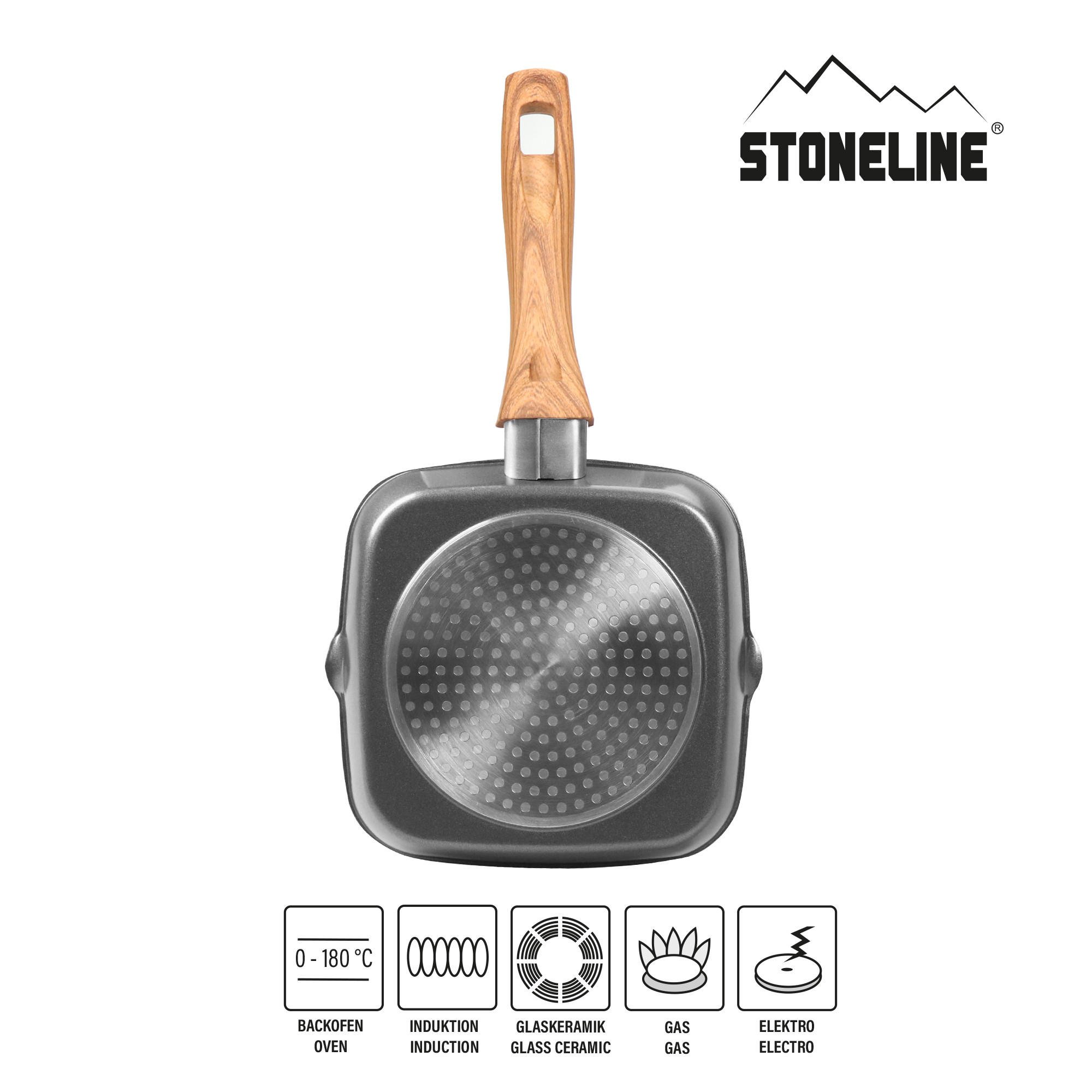GRILL-ECKPFANNE - Schwarz/Braun, Metall (16cm) - Stoneline