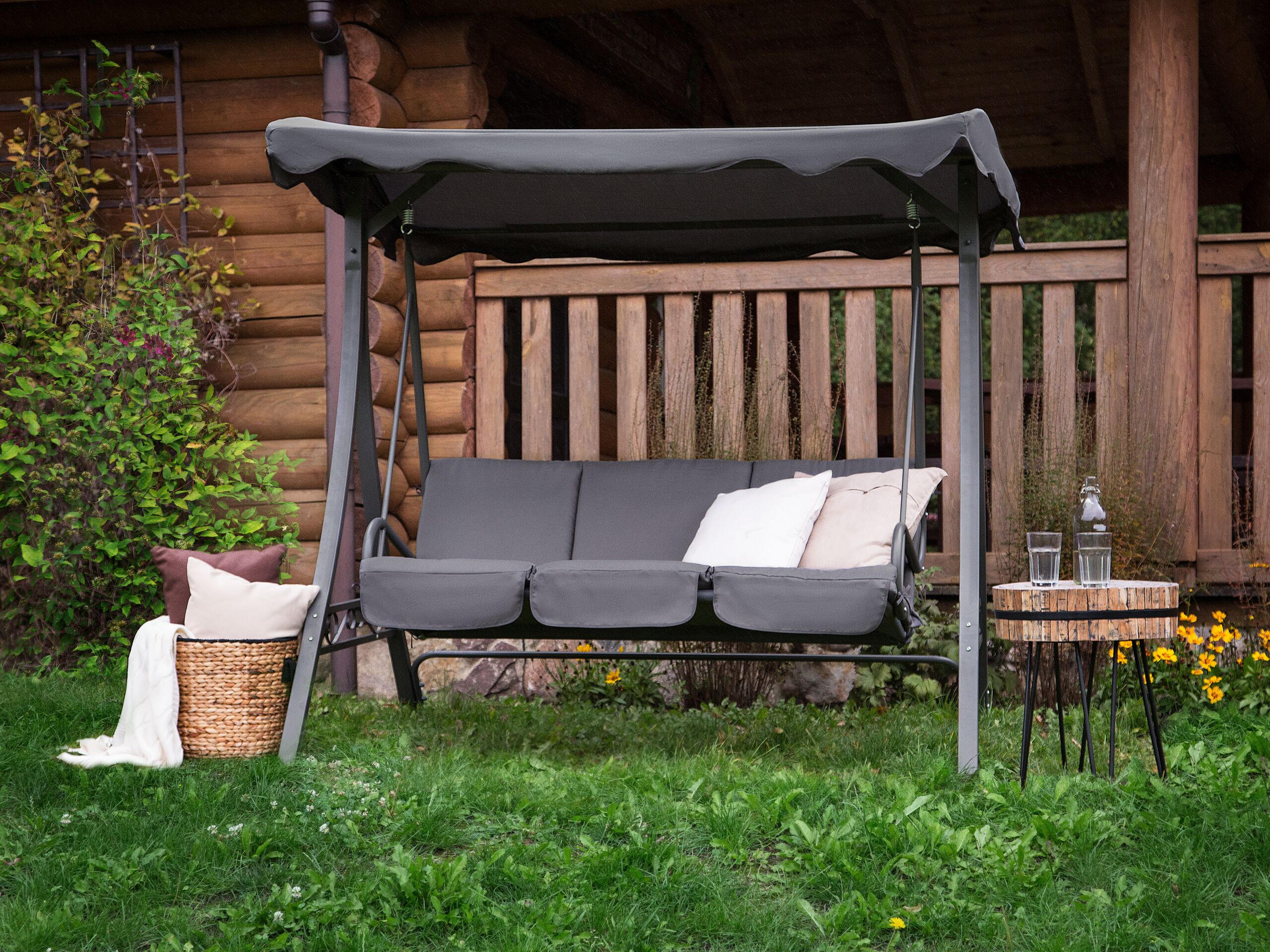 GARTENSCHAUKEL Sonnendach grau Garbo - Grau, Textil (185/184/112cm) - Beliani