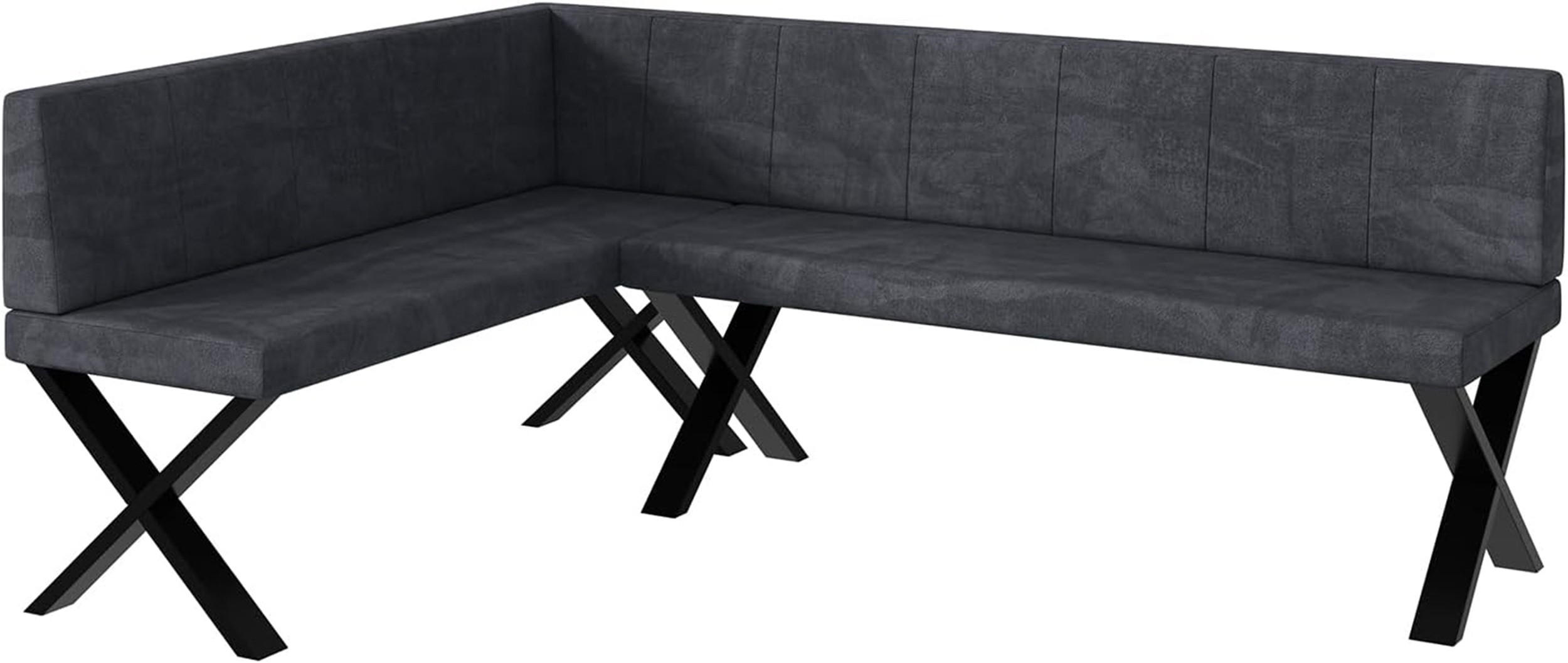 ECKBANK PETER_X - Dunkelgrau, Textil (142/196cm) - Meblini