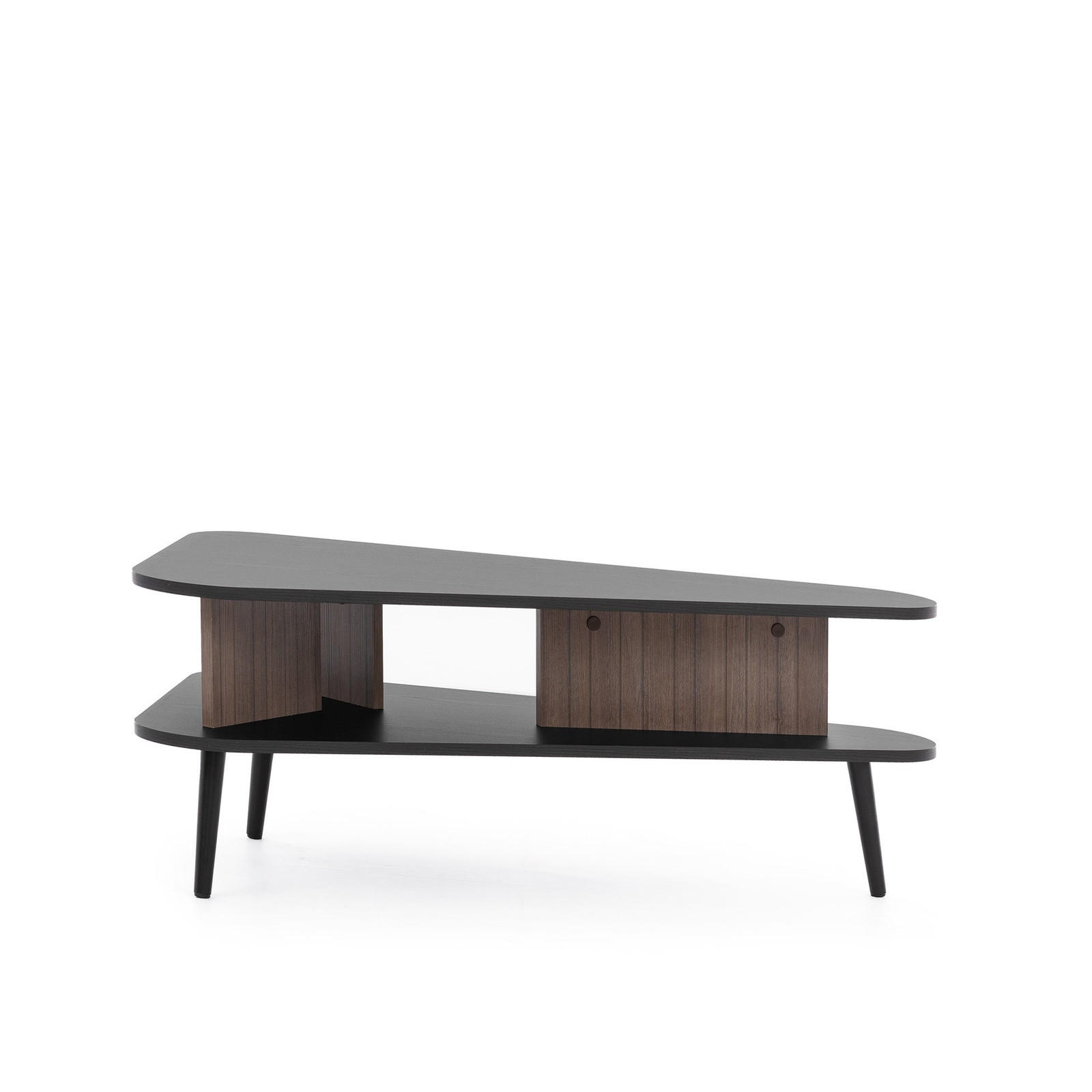 COUCHTISCH Pinelli 100/57/40 Ovale Form - Schwarz/Braun, Holzwerkstoff/Metall (57/100/40cm) - Ravio