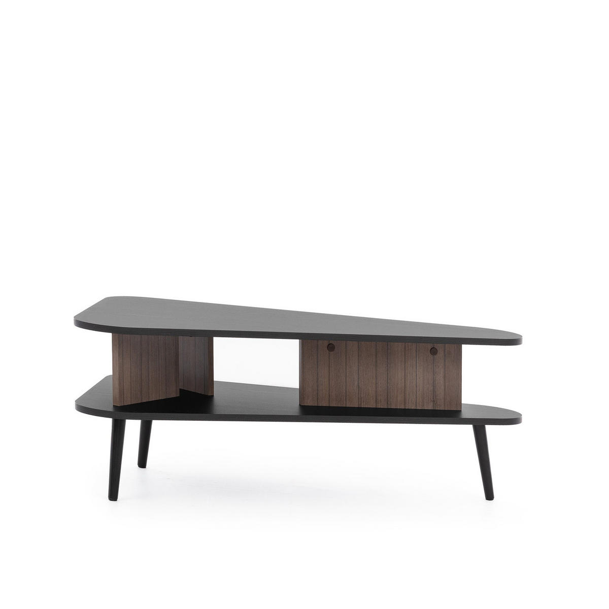 COUCHTISCH Pinelli 100/57/40 Ovale Form - Schwarz/Braun, Holzwerkstoff/Metall (57/100/40cm) - Ravio