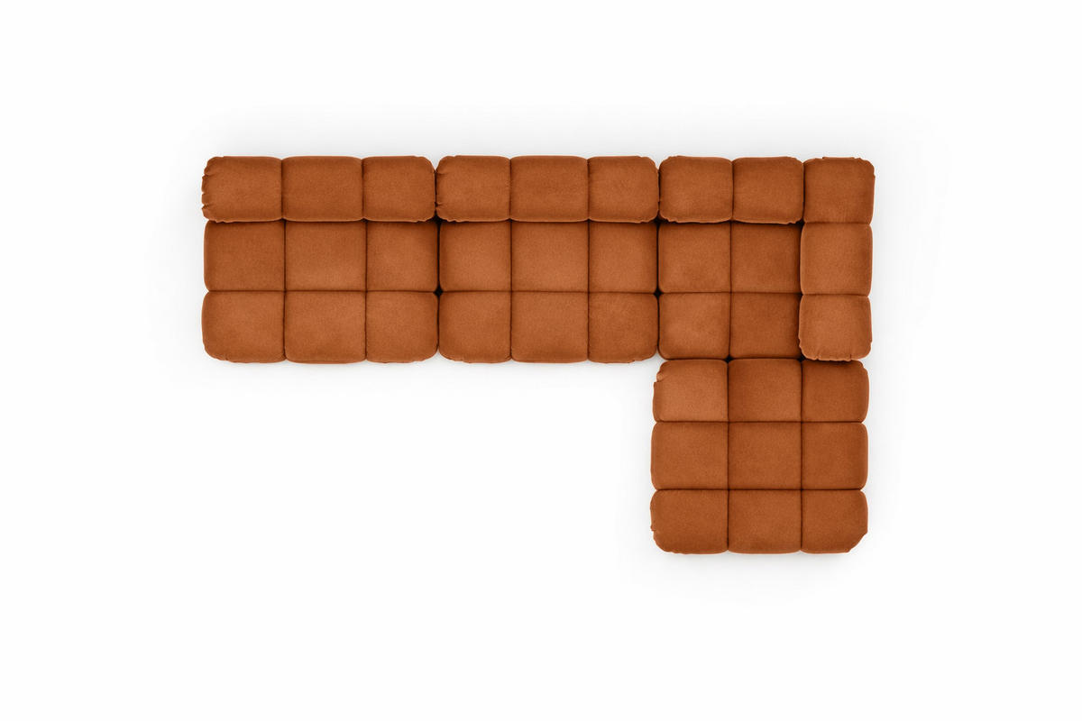 ECKSOFA L-Form Modulare, Veloursstoff Salvador, Braun, Rechts, Selia - Braun, Holz (285/160cm) - Kaiser Möbel