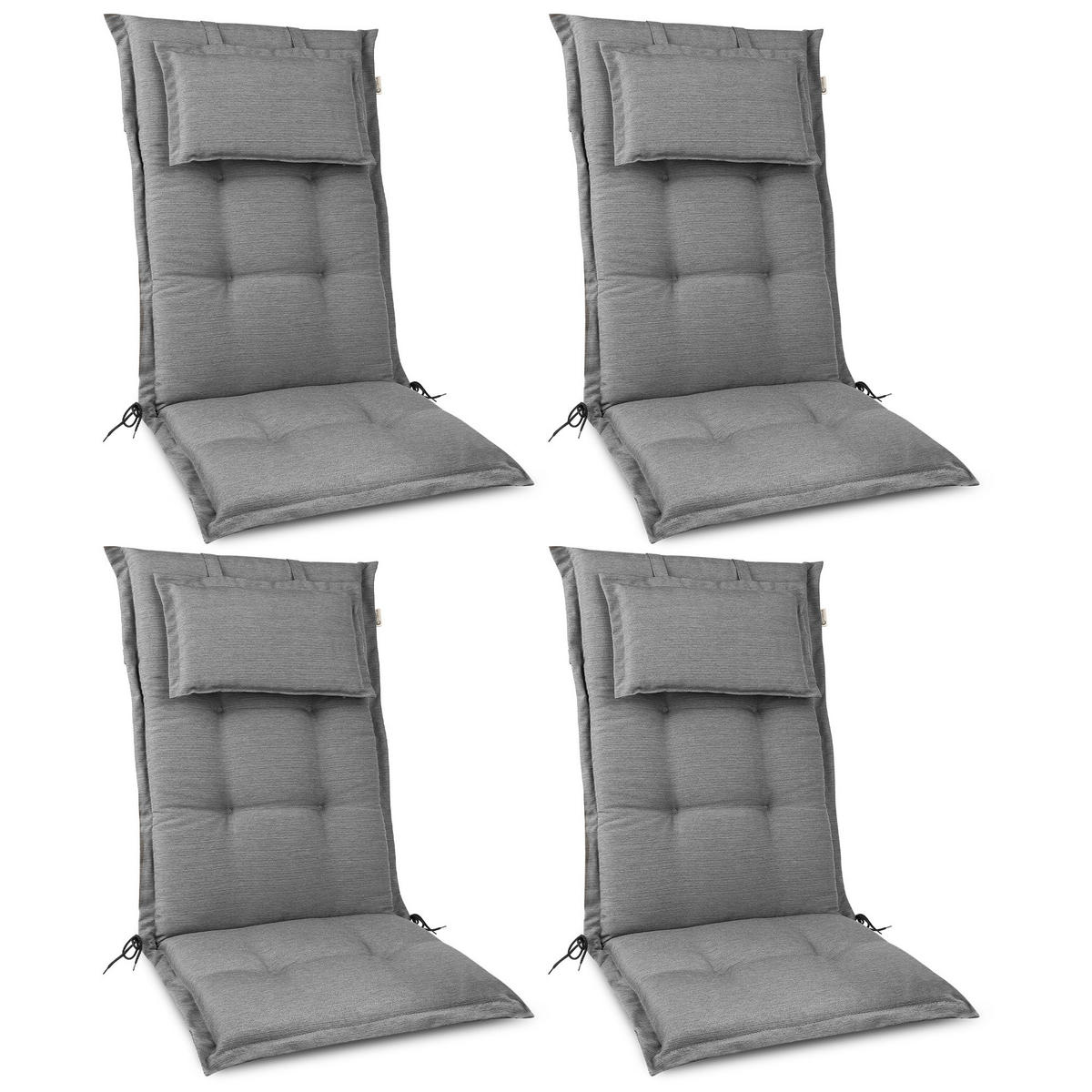 HOCHLEHNERAUFLAGE HighLux HL 120/52/7cm Hellgrau 4tlg - Hellgrau, Textil (52/7/120cm) - Beautissu 