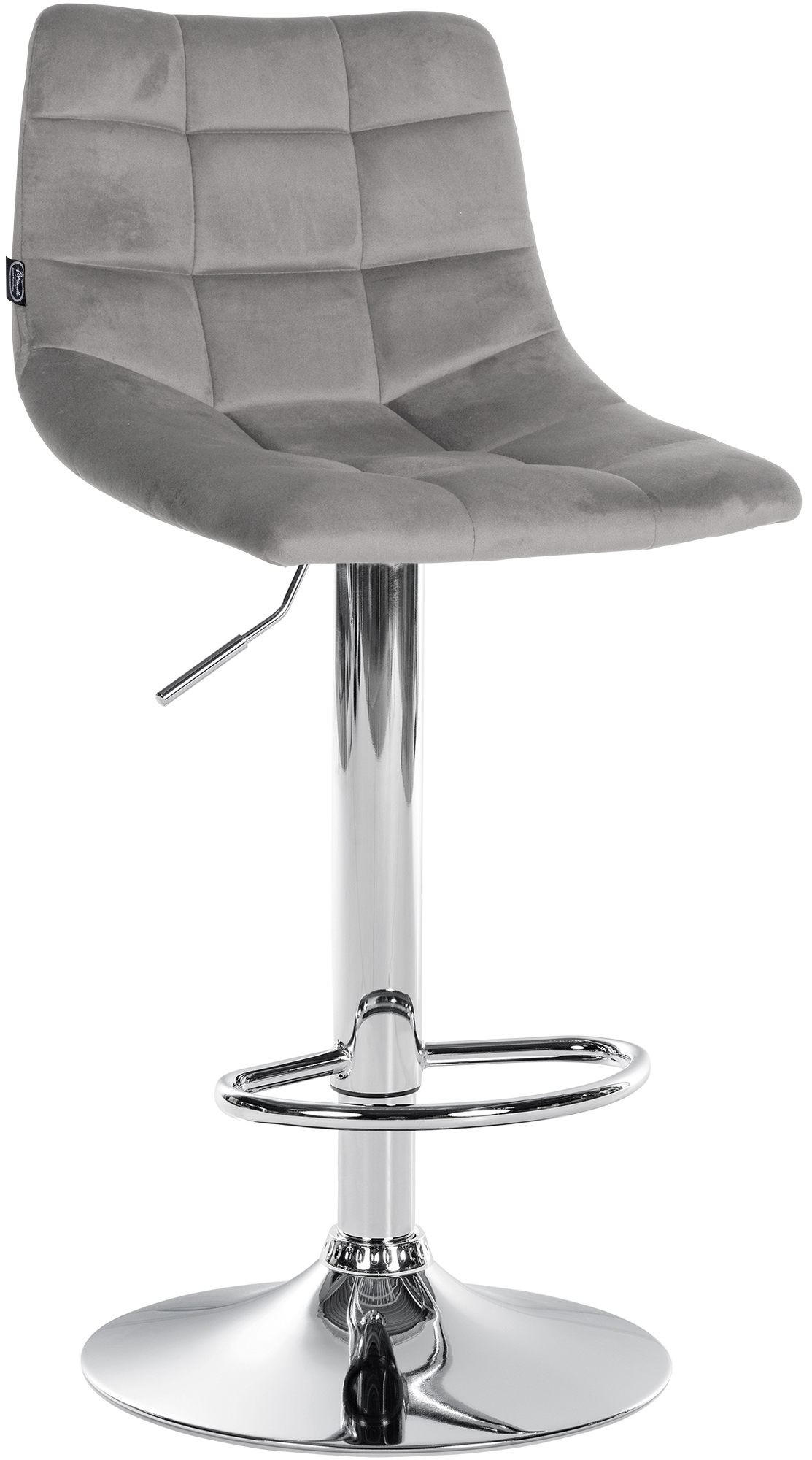 BARHOCKER Samt grau - Chromfarben/Grau, Textil/Metall (43/87/46.5cm) - CLP