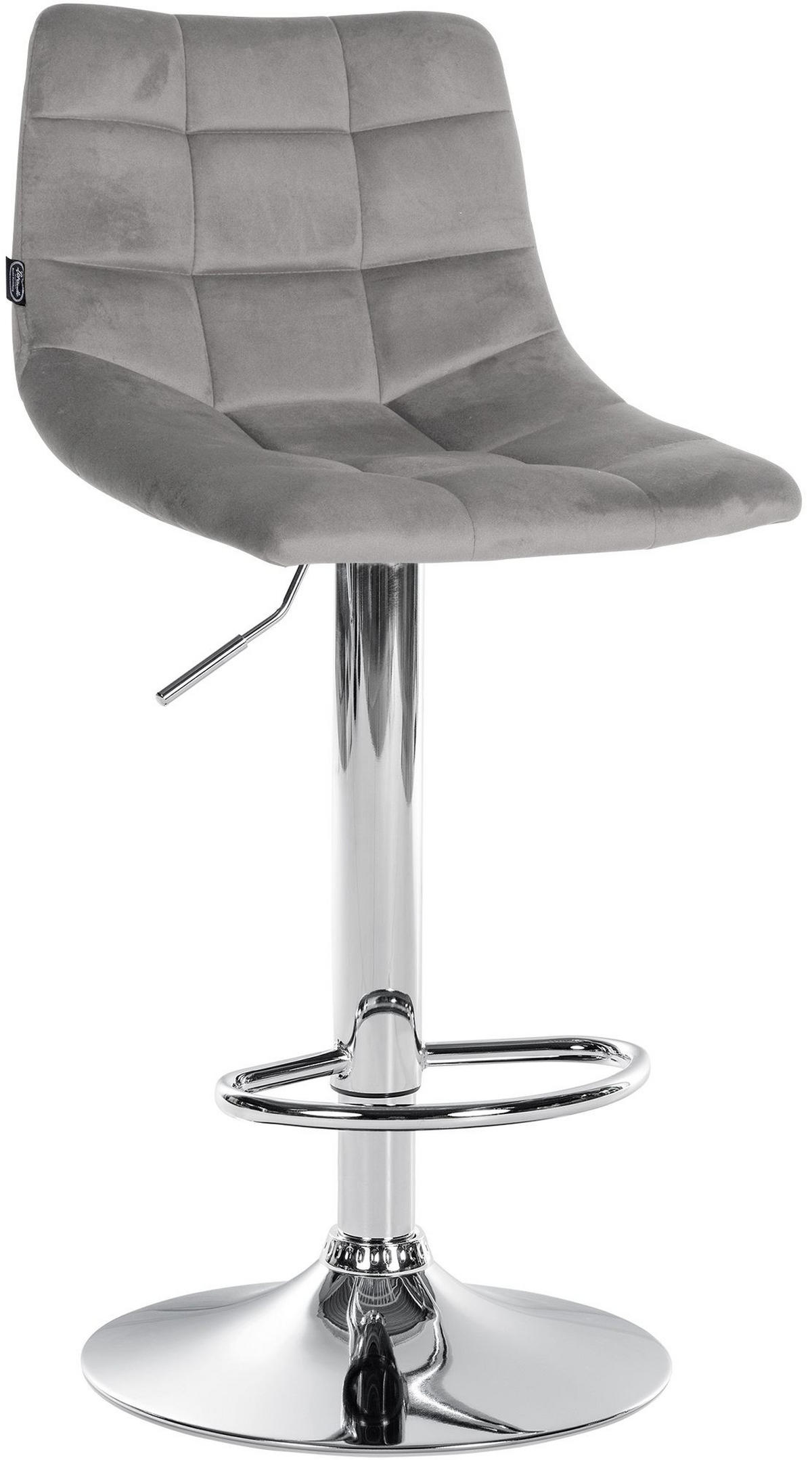 BARHOCKER Samt grau - Chromfarben/Grau, Textil/Metall (43/87/46.5cm) - CLP
