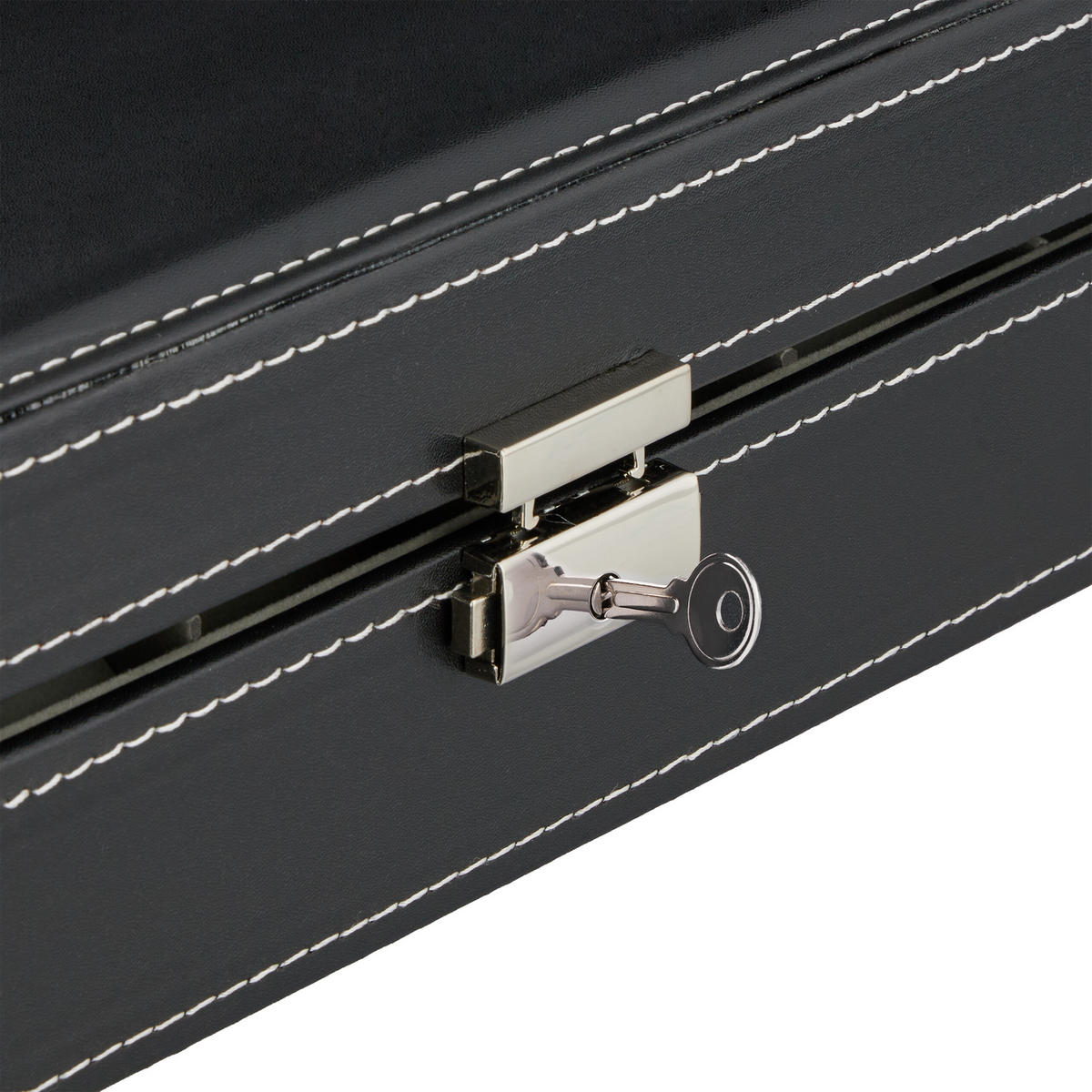 UHRENBOX - Schwarz, Glas/Holzwerkstoff (30/8/20.5cm) - Relaxdays