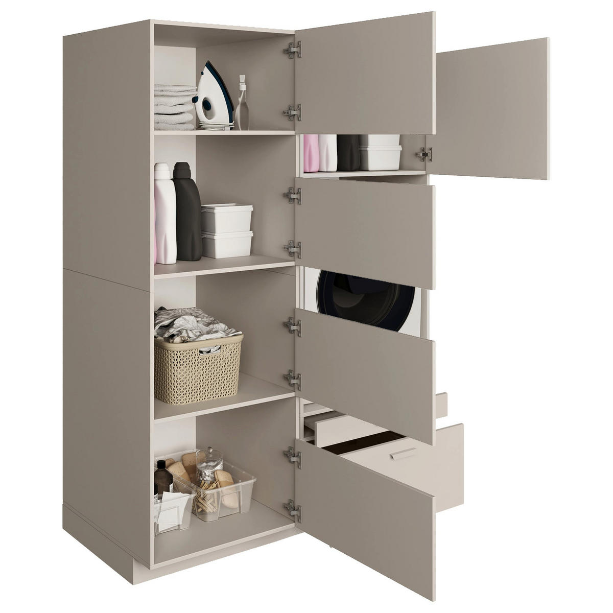 BADEZIMMERMÖBEL-SET Holv Kaschmirgrau 135 cm - Taupe, Holzwerkstoff/Metall (135/200/66cm) - Selsey