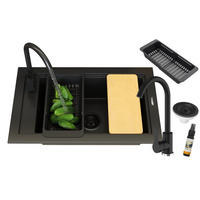 GRANITSPÜLE Panama mit Batterie Siphone - Schwarz, Kunststoff/Stein (43/18/69cm) - Granitan