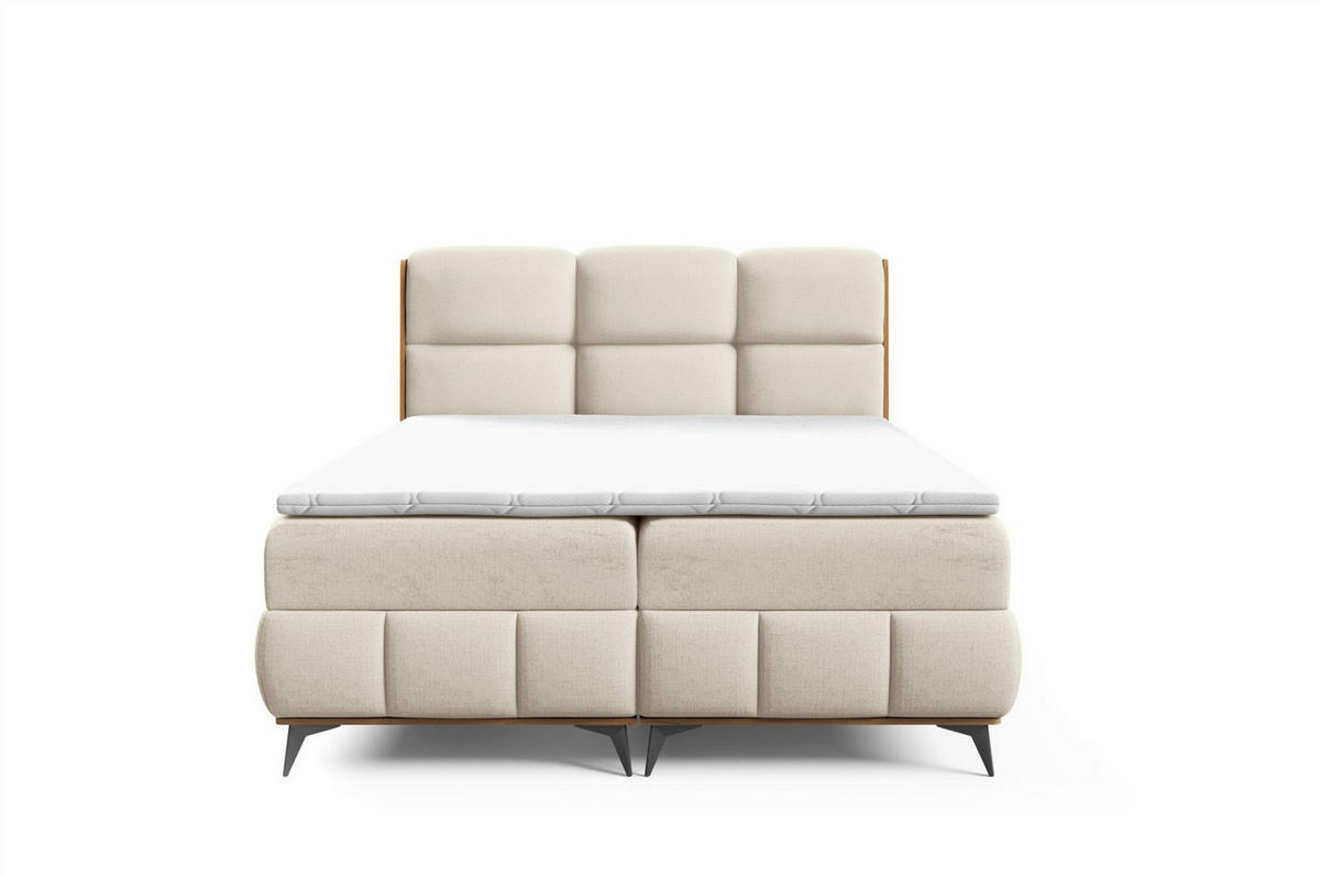 BOXBETT Charlie - Beige, Holzwerkstoff/Textil (180/200cm) - Fun Möbel